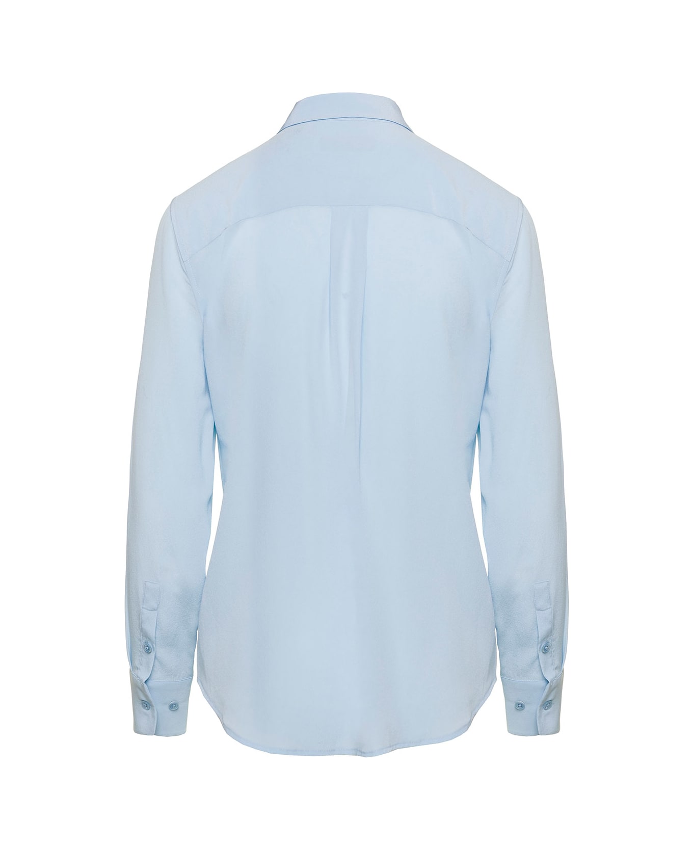Equipment Light Blue Slim Shirt With Chest Patch Pocket In Silk Woman - Clear Blue