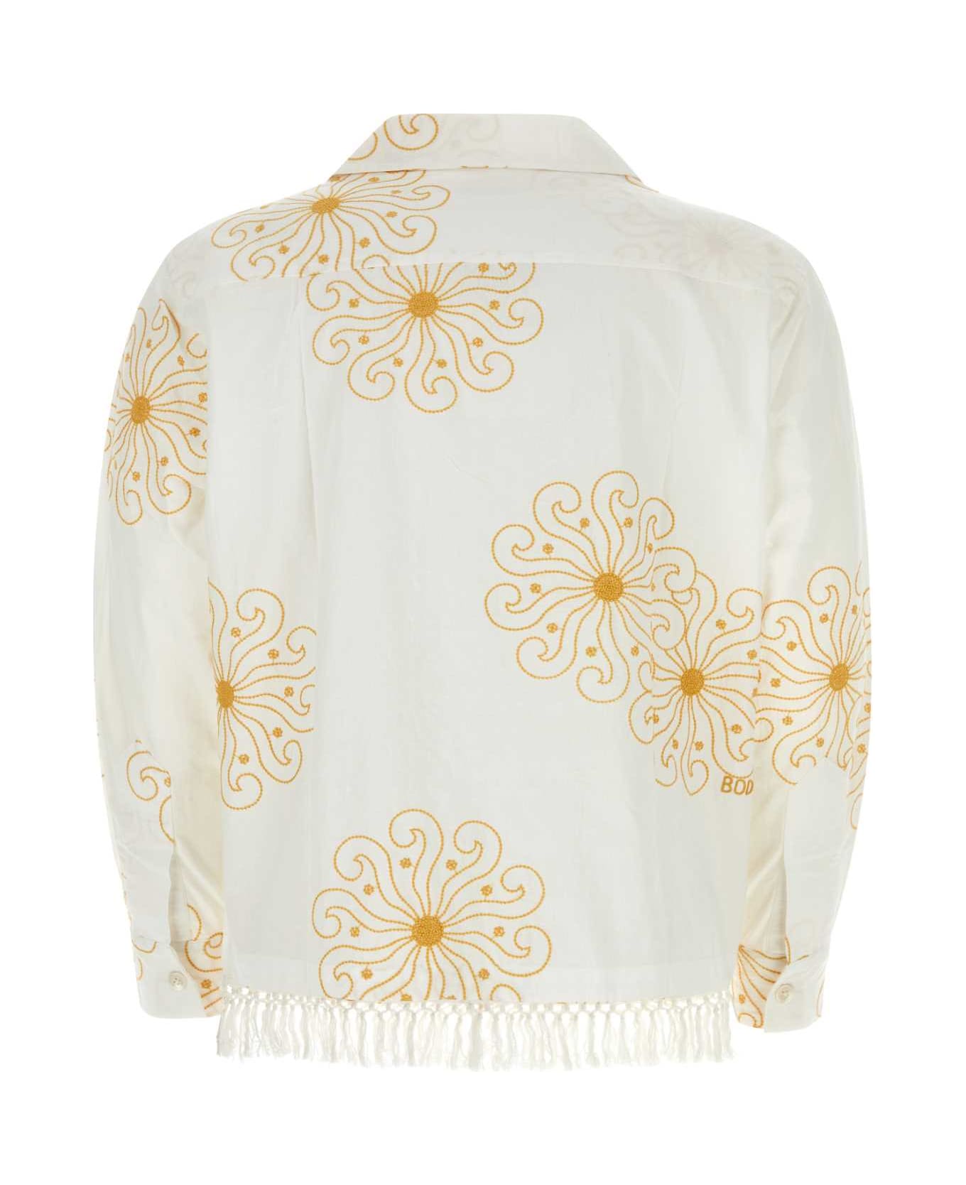 Bode Embroidered Cotton Oversize Soleil Shirt - WHITE