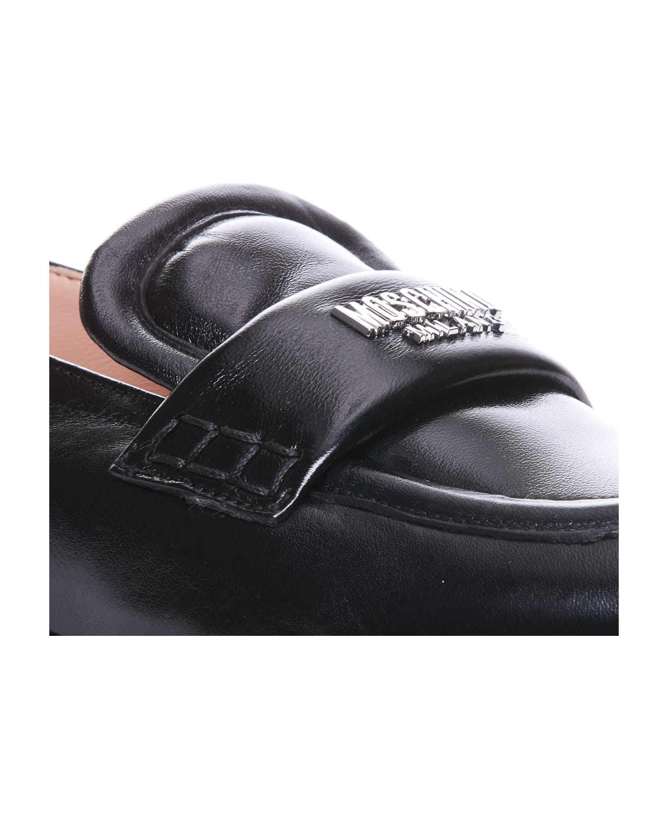 Moschino Metal Logo Loafers - Black