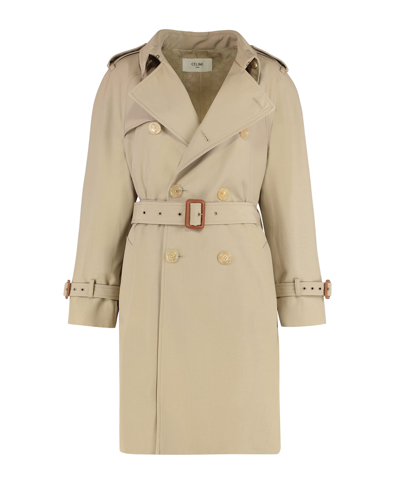 Celine Trench Coat In Mixed Cotton - Beige