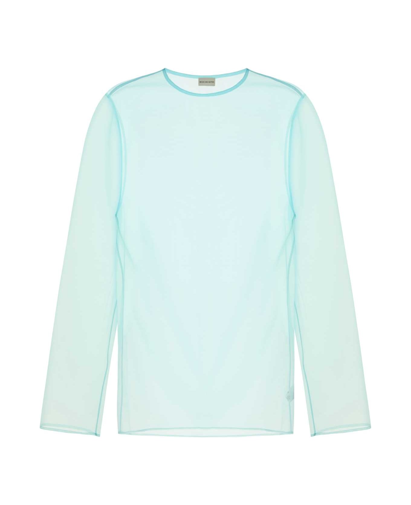 Tシャツ・カットソー DRIES VAN NOTEN LIGHT BLUE ORGANZA CAMILLE TOP Dries Van Noten Light Blue Organza Camille Top | italist