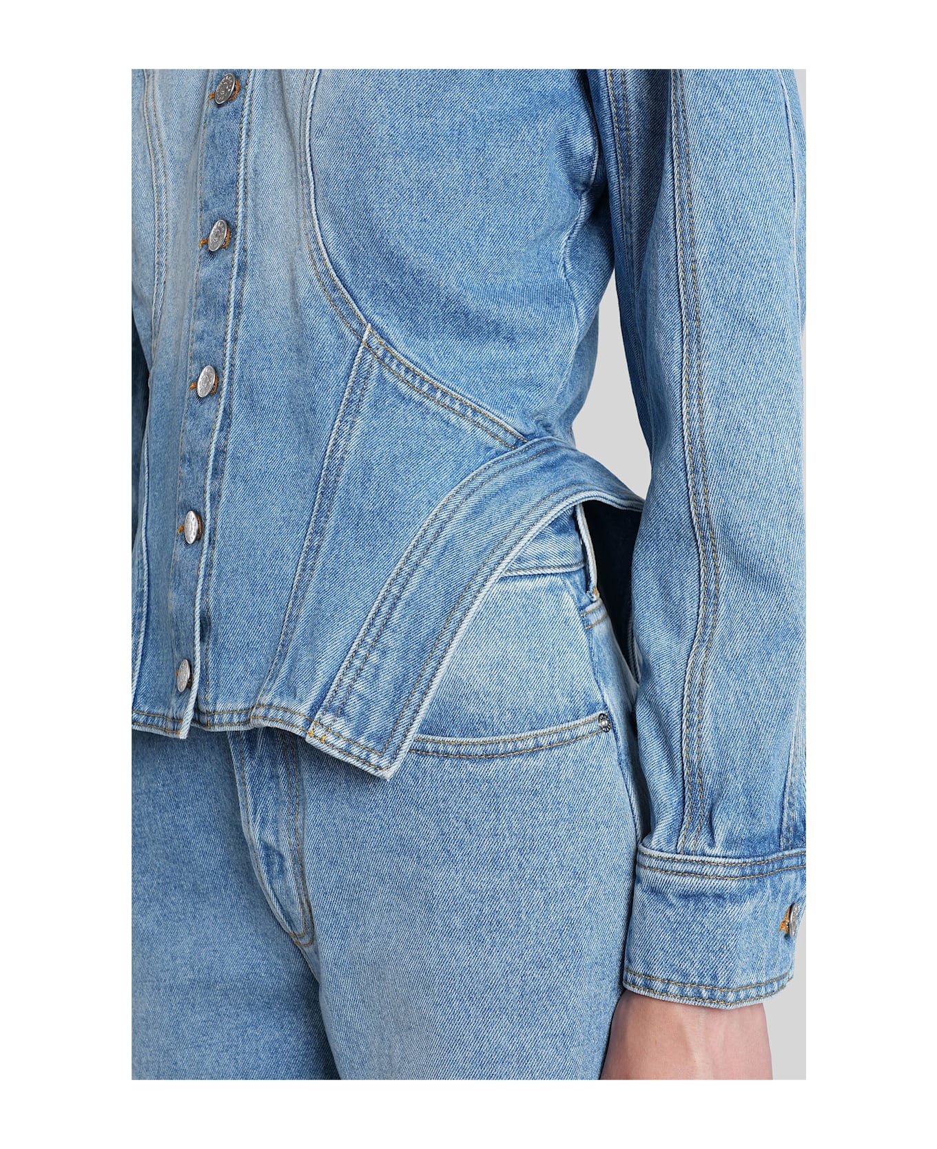 Mugler Denim Jackets In Blue Denim - blue
