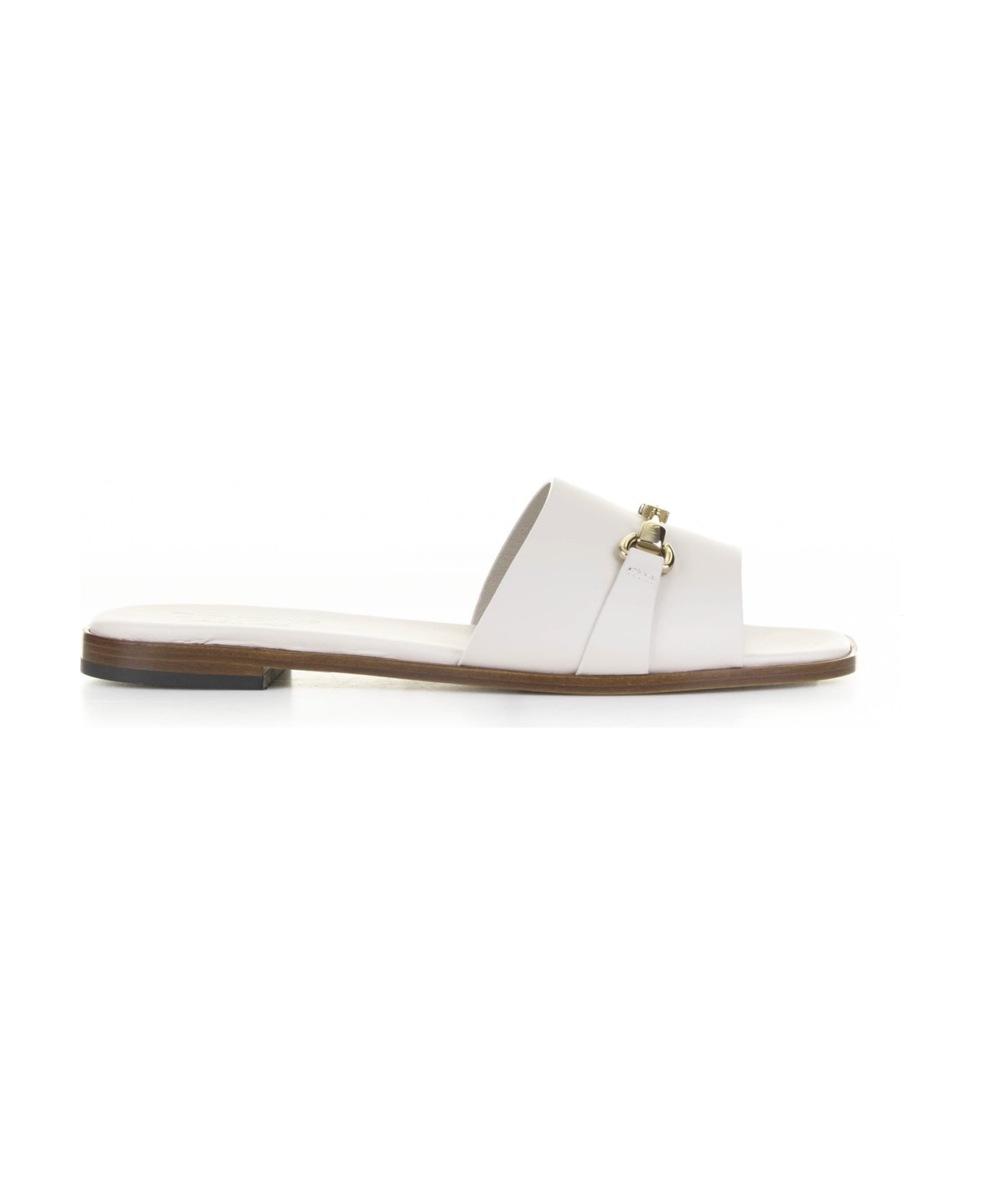 Doucal's White Leather Slipper With Horsebit - GESSO サンダル