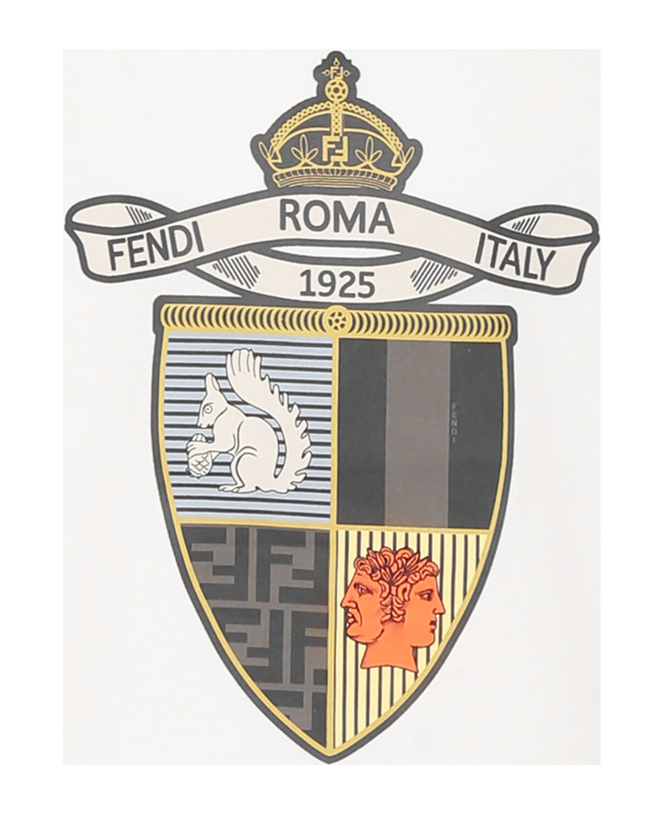 Fendi White T-shirt For Boy With Crest - White