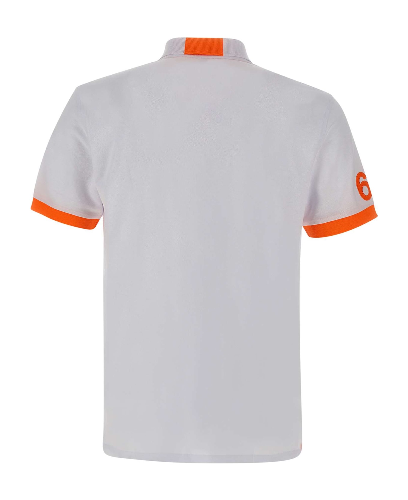 Sun 68 "fluo Logo" Cotton Polo Shirt - WHITE