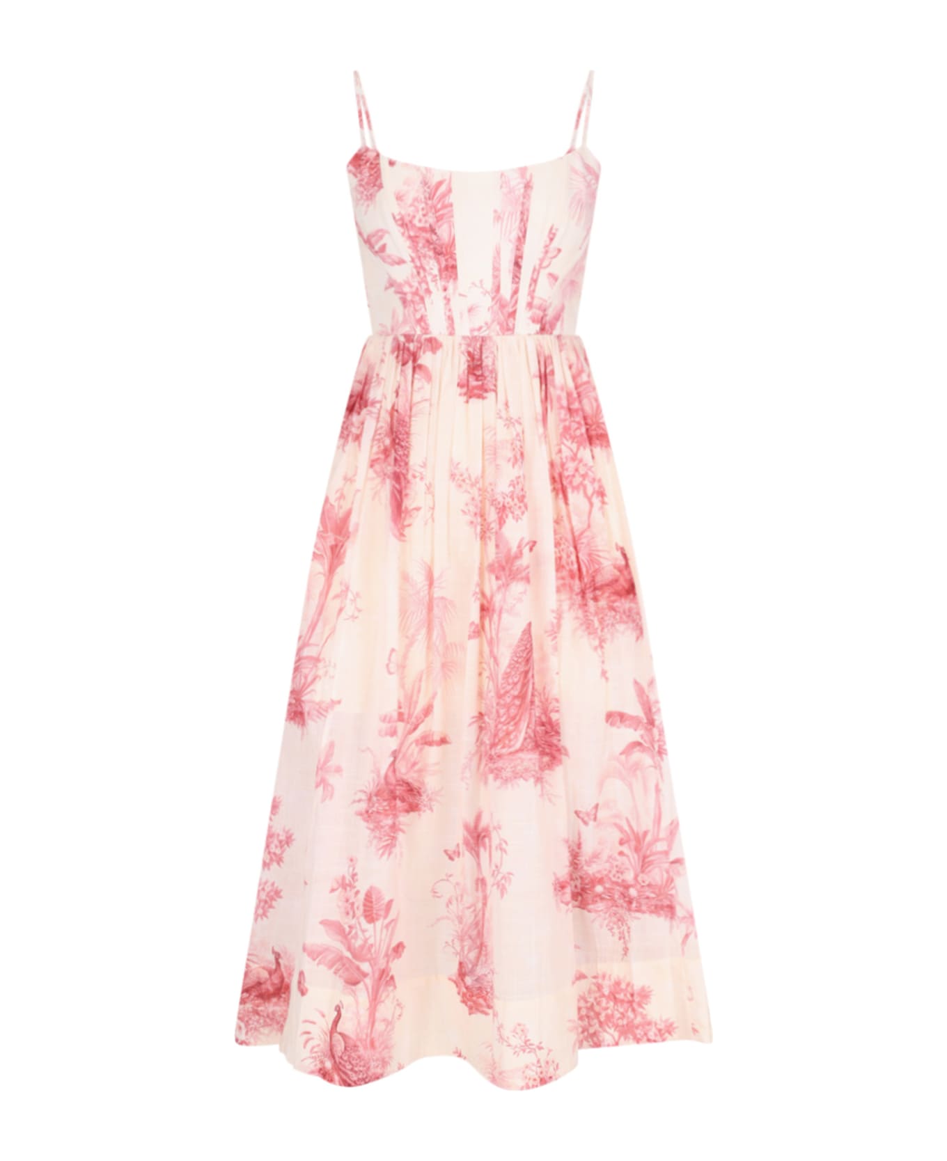 Zimmermann 'waverly Corset' Midi Dress - Crema