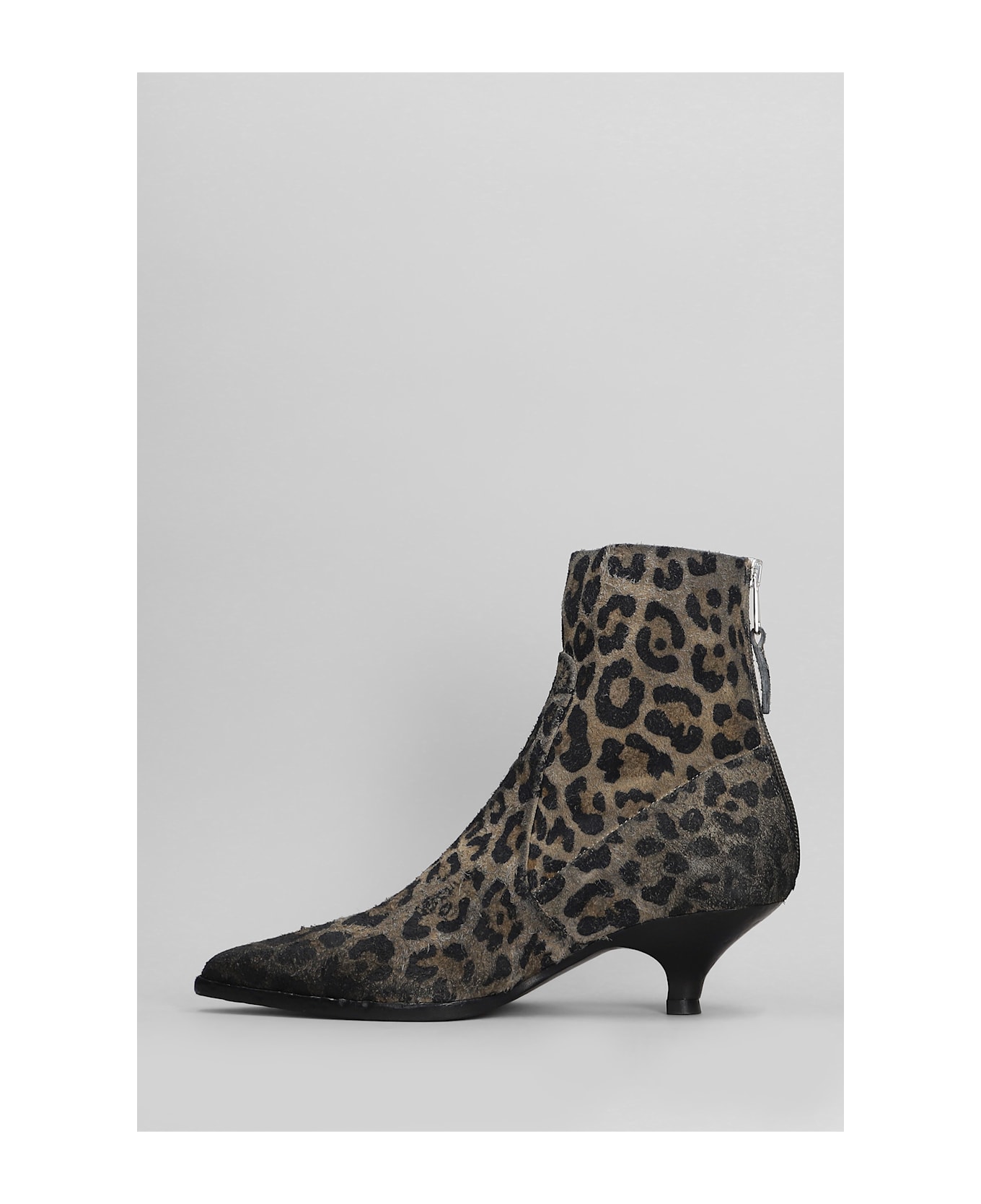 Elena Iachi High Heels Ankle Boots In Animalier Suede - Animalier