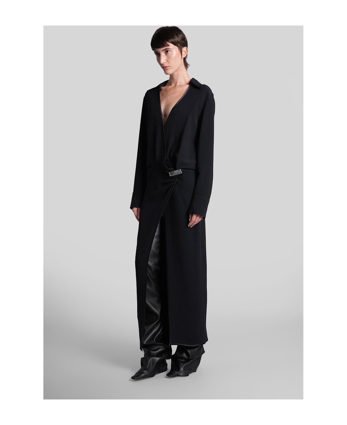 The Attico Long Dress In Black Acetate - black