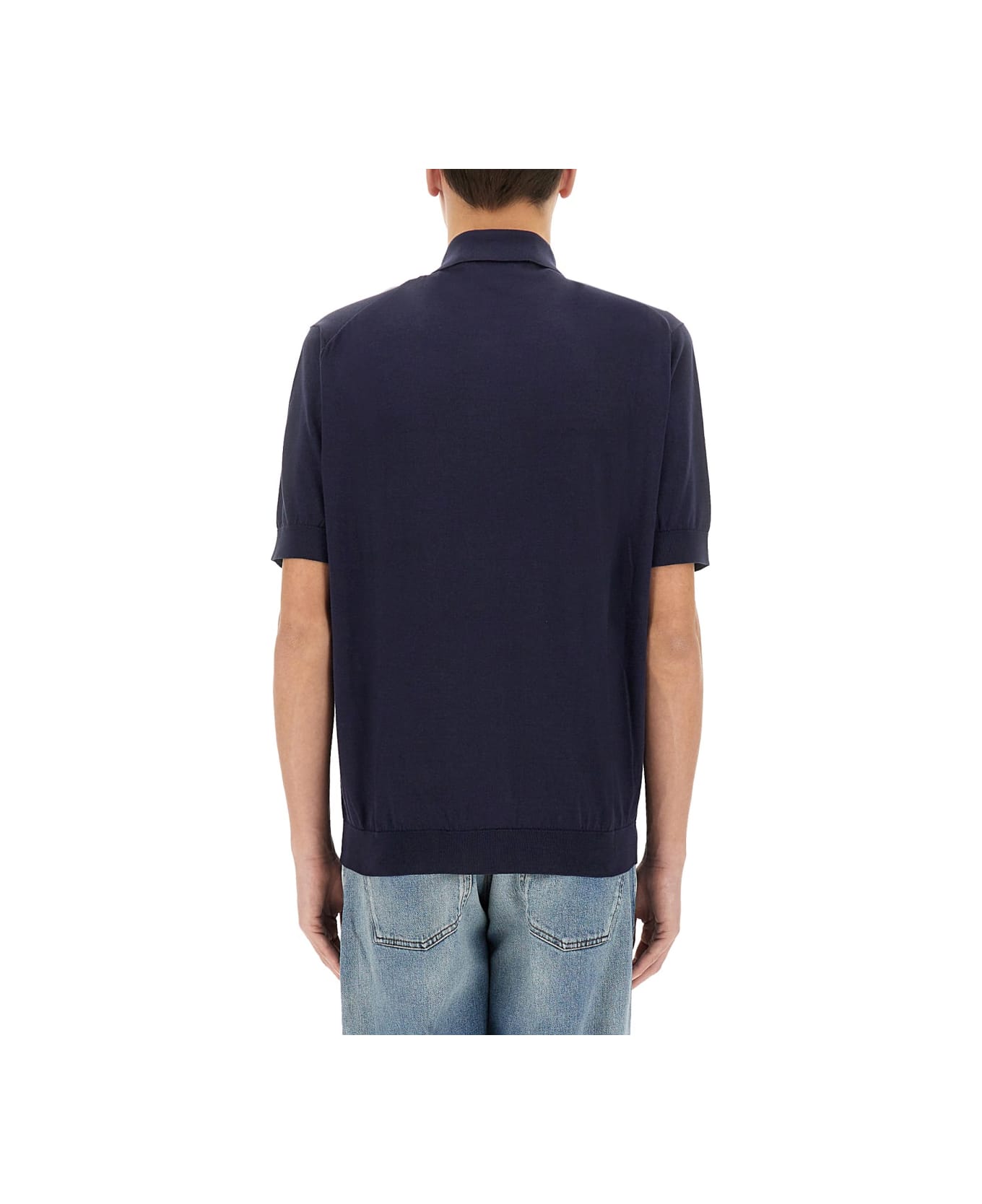Lardini Knitted Polo. - Blu