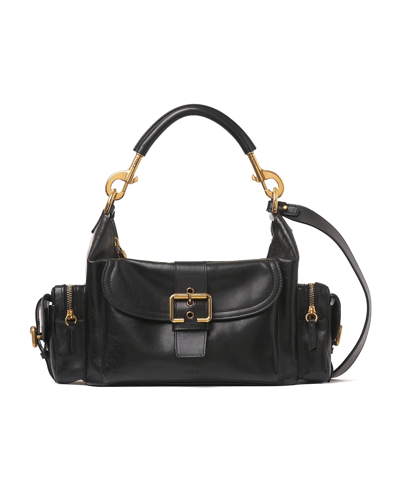 Chloé Medium Double Carry Leather Shoulder Bag - Black