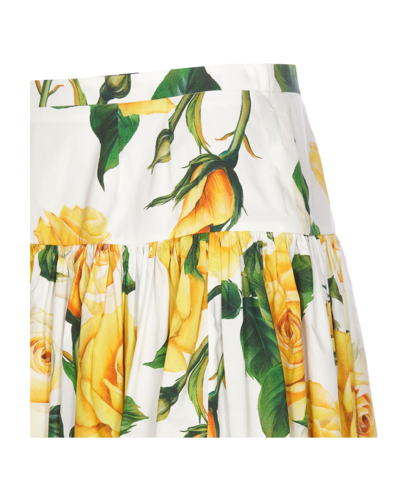 Dolce & Gabbana Floral Printed Mini Skirt - Vo Rose Gialle Bianco