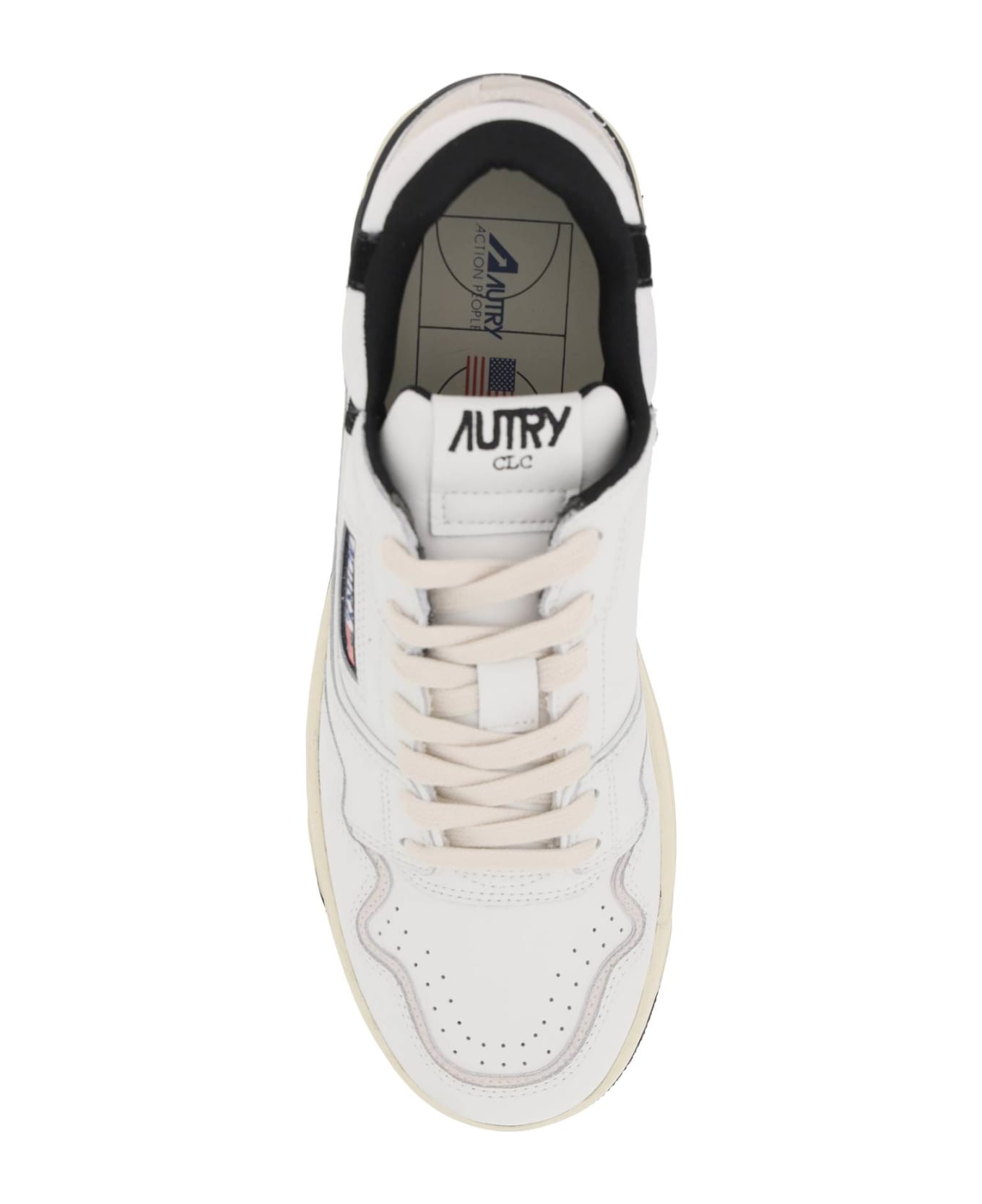 Autry Clc Sneakers In White And Black Leather - White