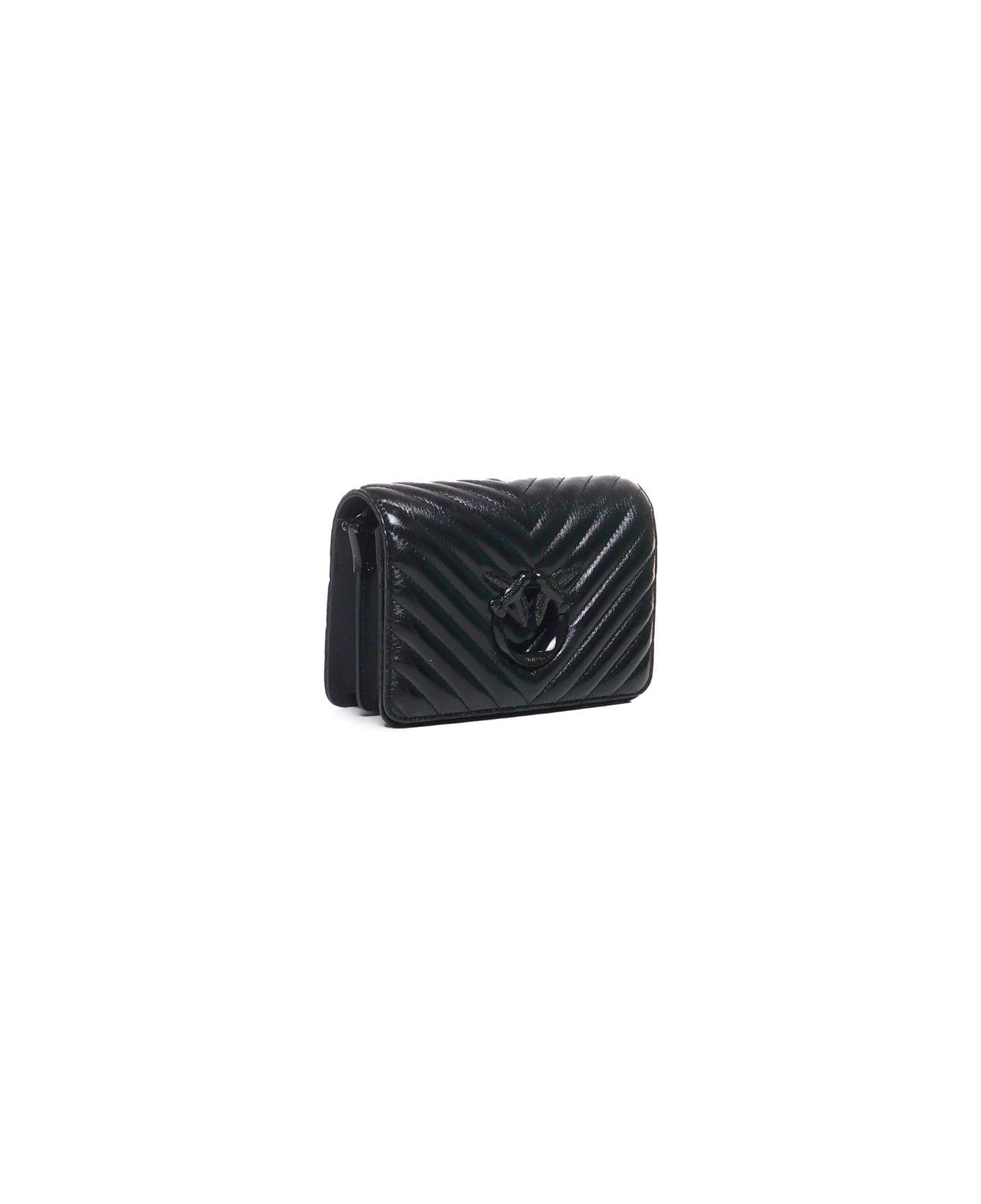 Pinko Micro Love Bag Click Mini Crossbody Bag - BLACK ショルダーバッグ