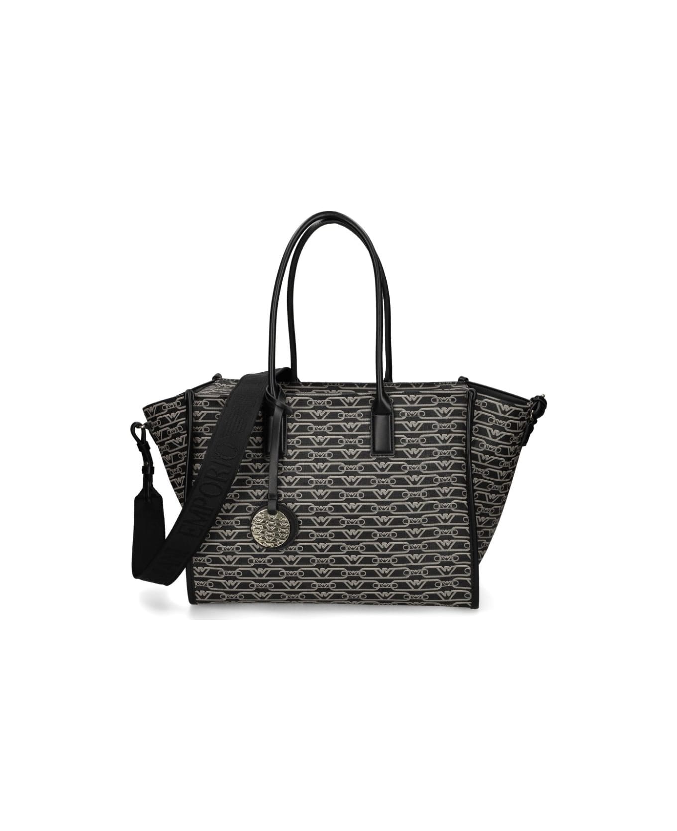 Emporio Armani Shopping Bag - Black Ecru