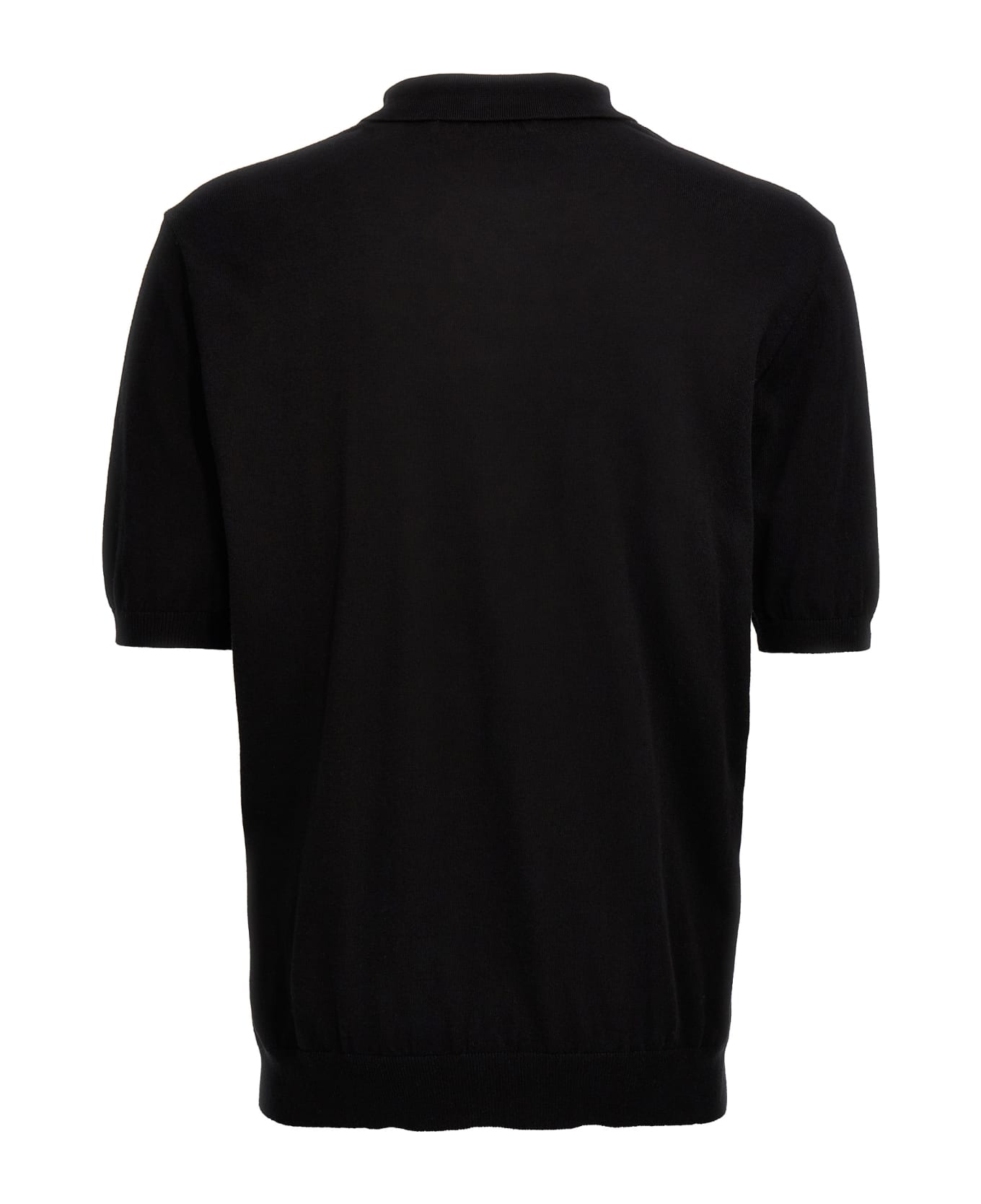 Barrow Crochet Embroidery Polo Shirt - Black   ポロシャツ