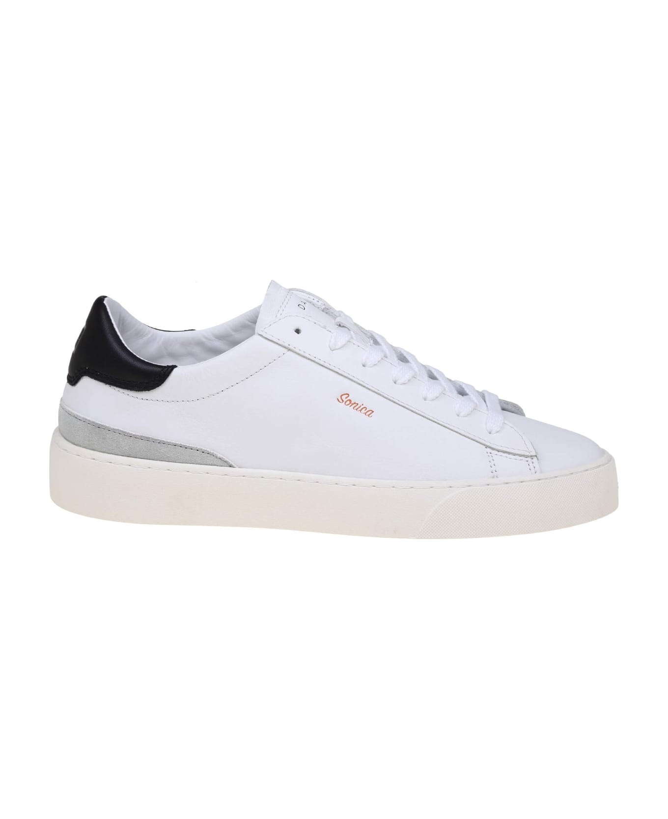 D.A.T.E. Sonica Sneakers In White/black Leather - White/Black