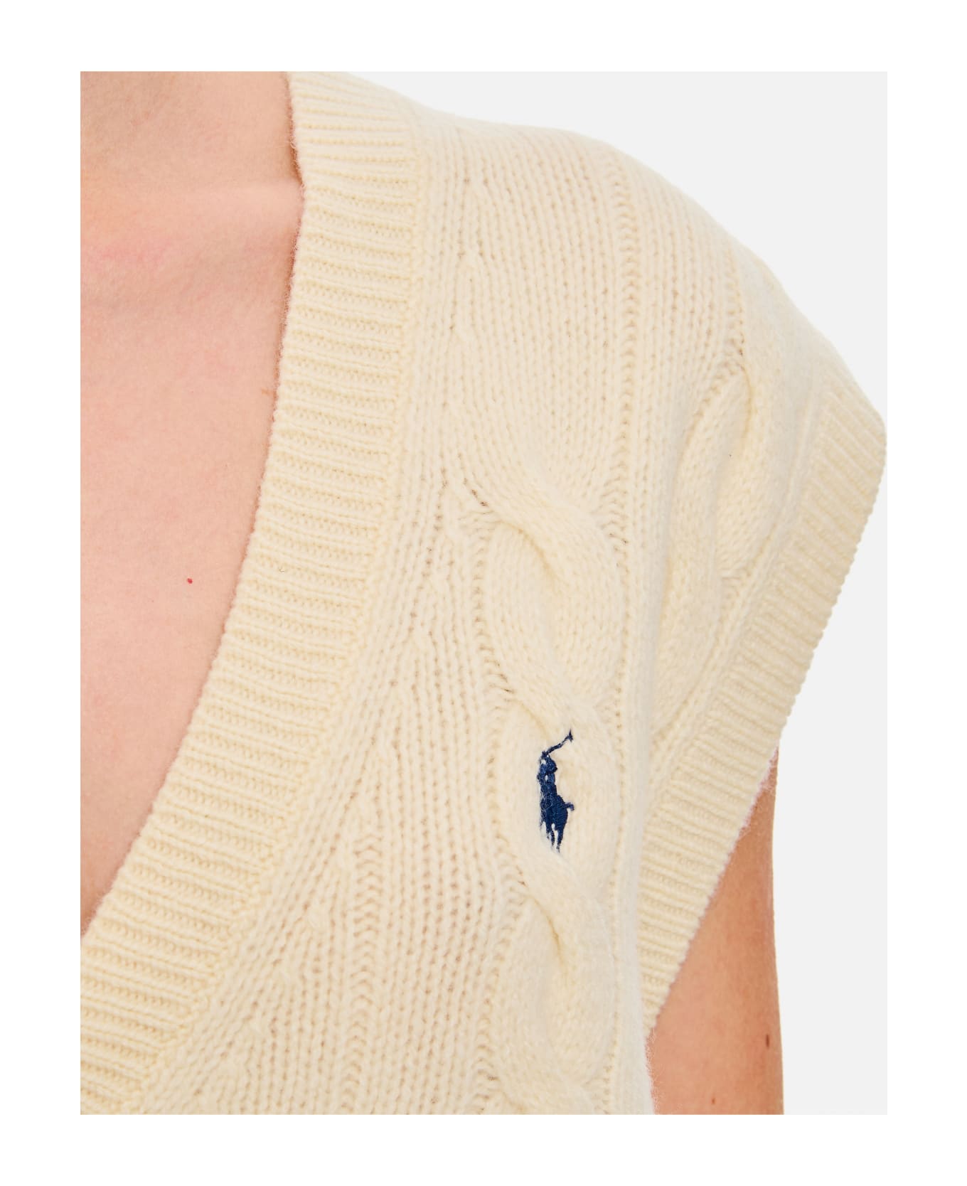 Ralph Lauren Cableknit Sleeveless Pullover - White