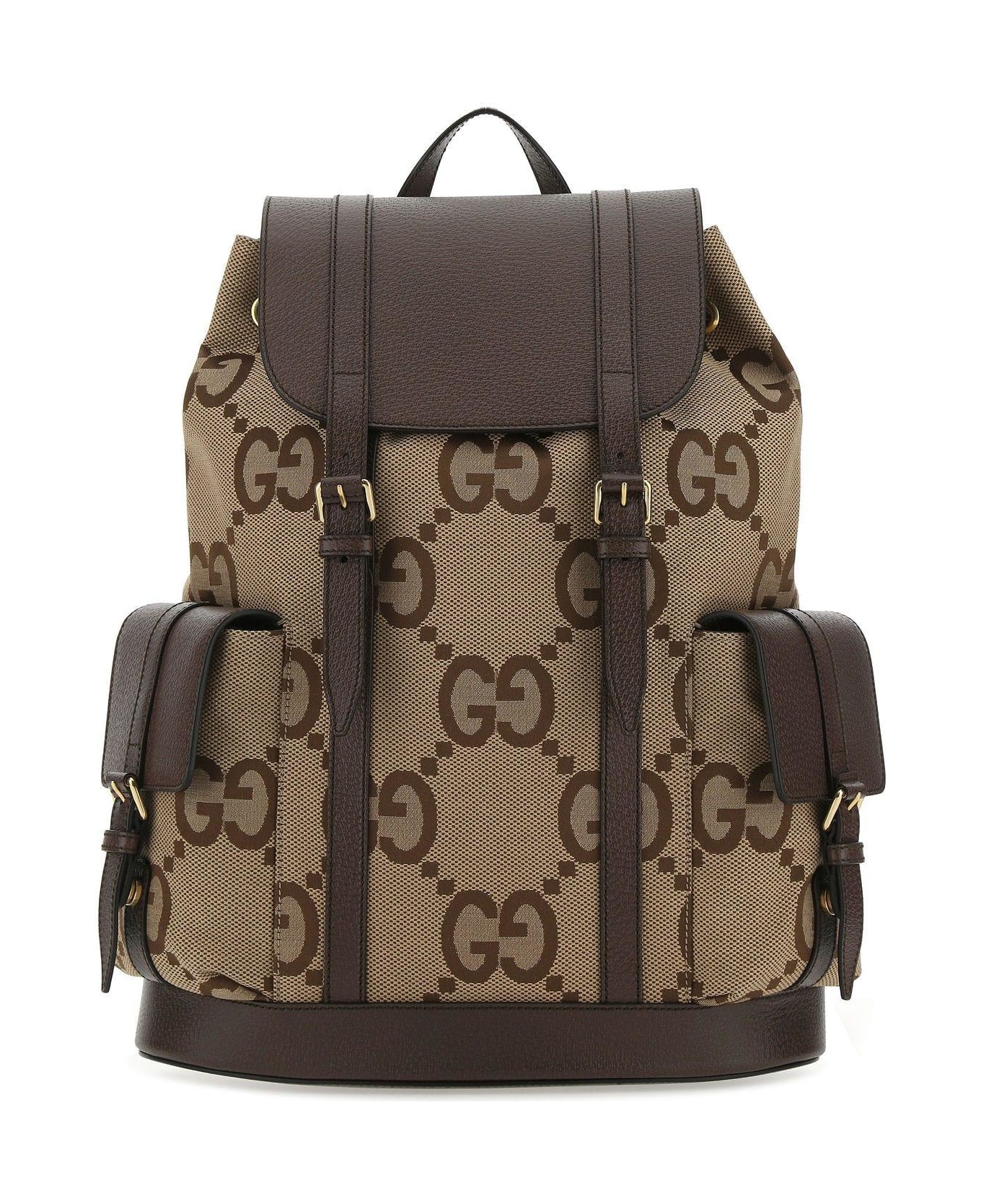 Gucci Multicolor Jumbo Gg Fabric And Leather Backpack - Beige バックパック
