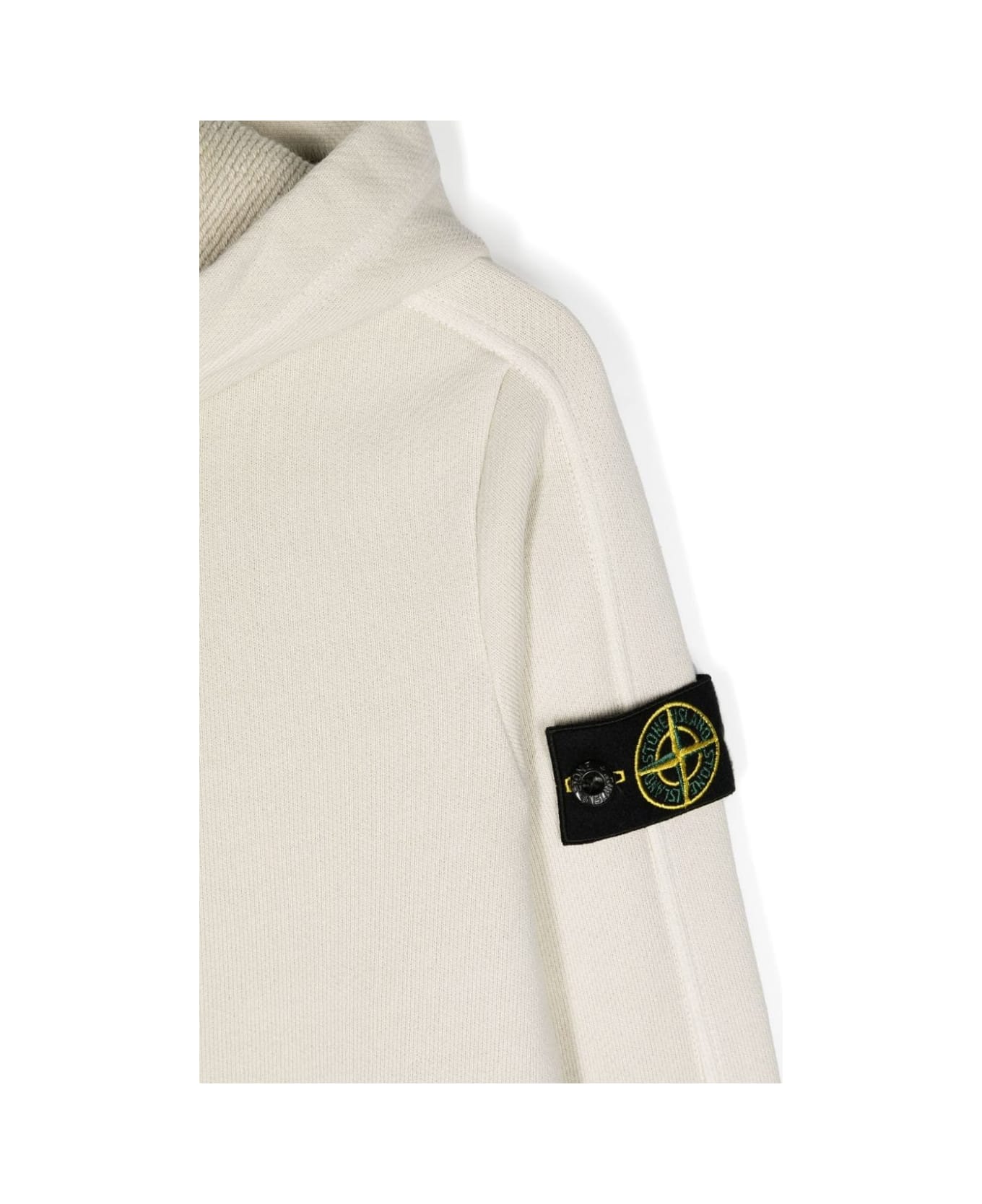 Stone Island Putty Diagonal Organic Cotton Hoodie With Old Effect - Panna