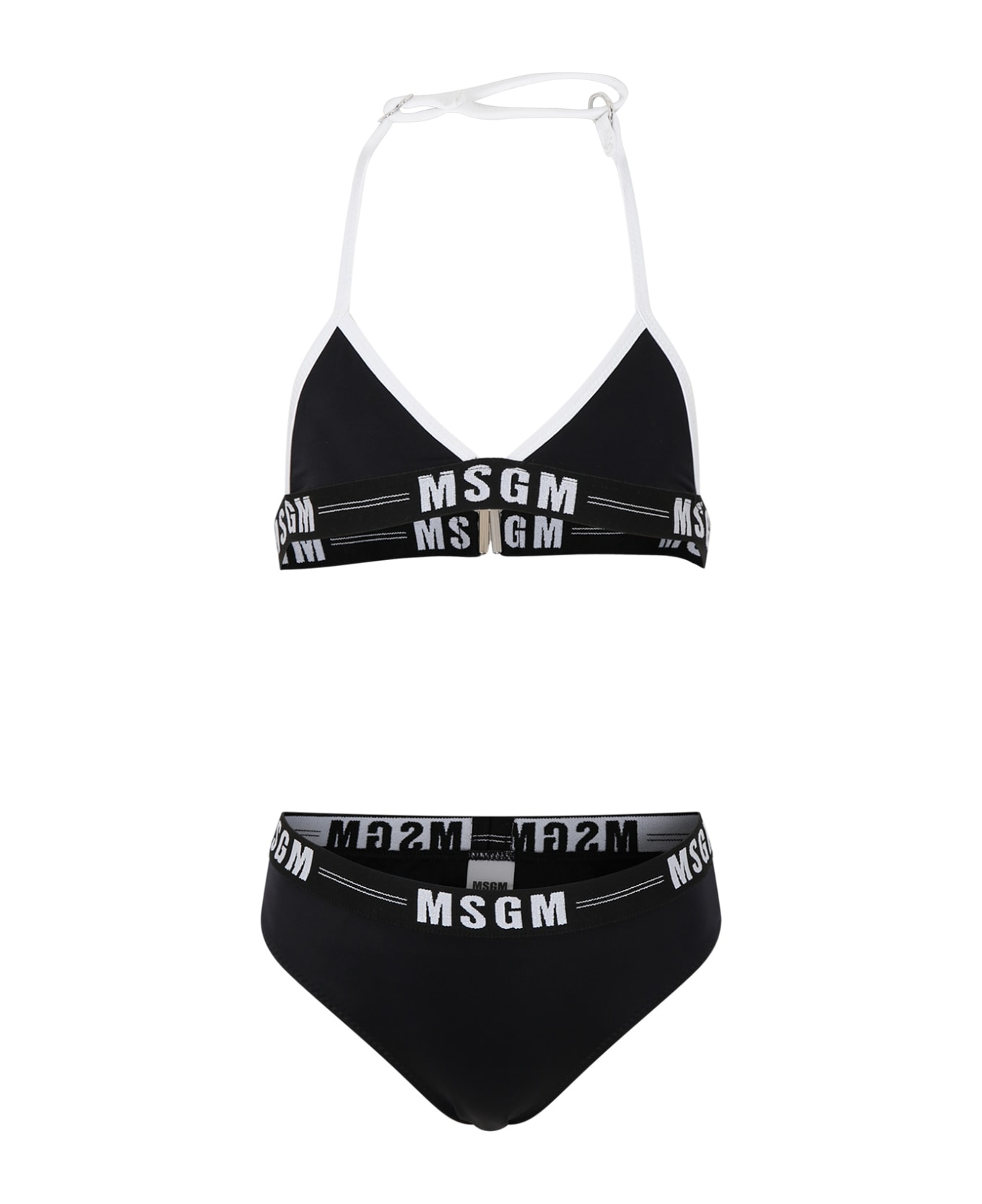 MSGM Black Bikini For Girl With Logo - Black 水着