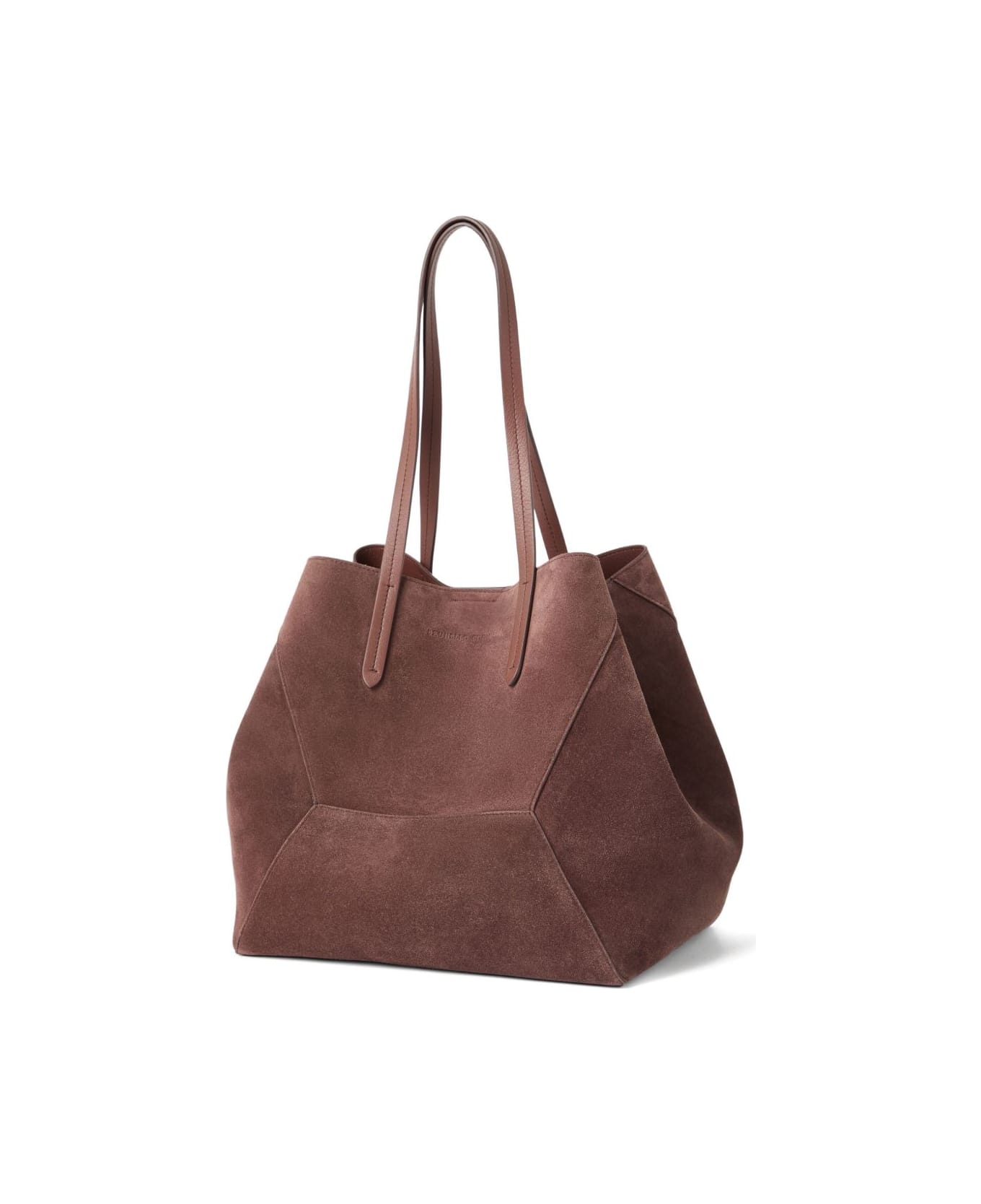 Brunello Cucinelli Suede Leather Shopping Bag - Bordeaux
