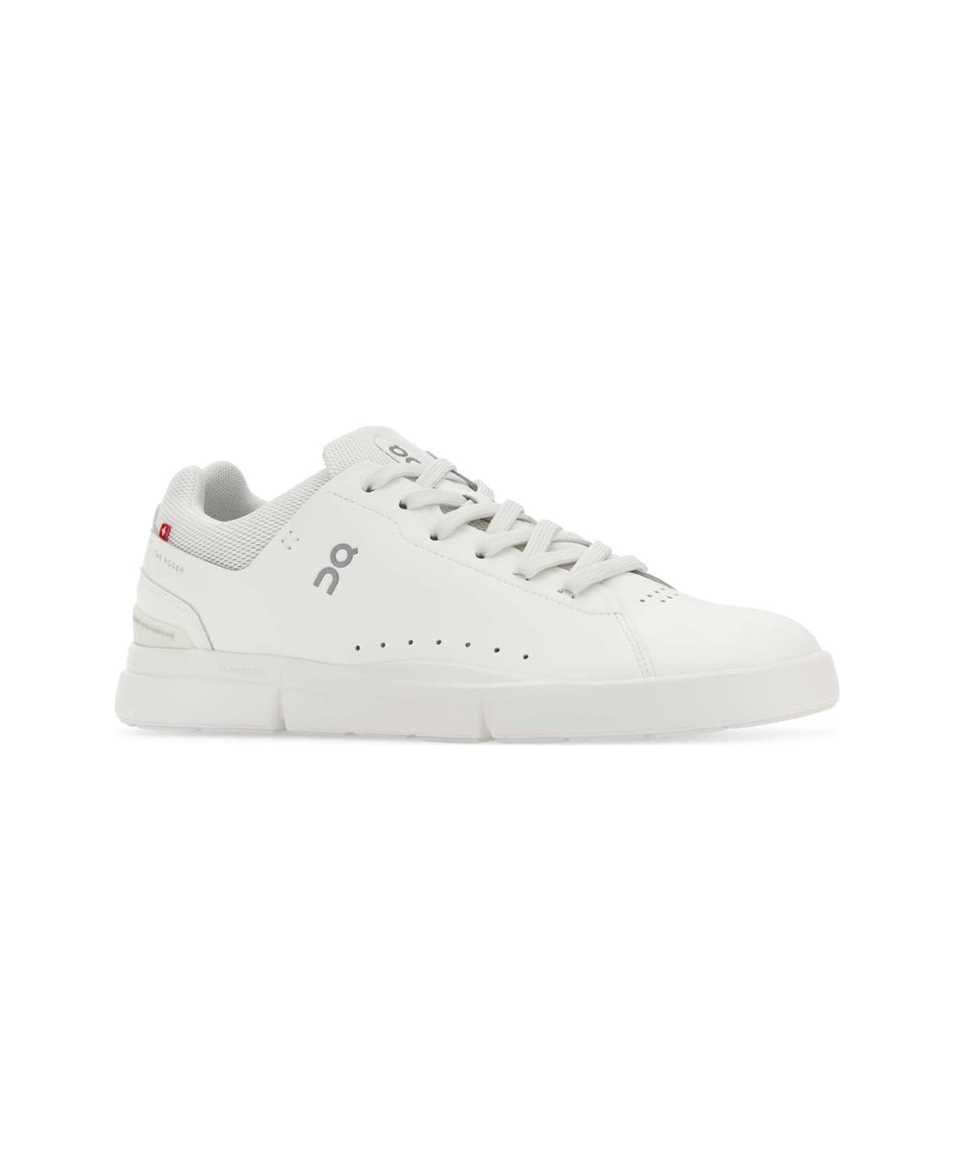 ON White Synthetic Leather And Mesh The Roger Advantage Sneakers - ALLWHITE