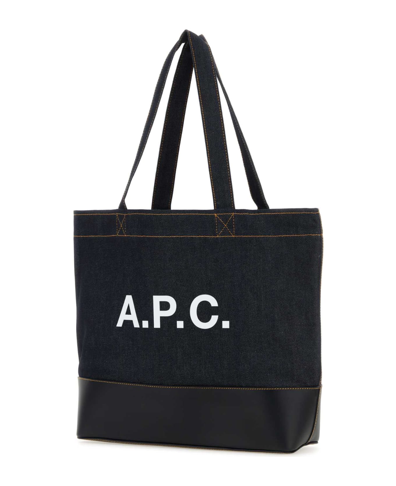 A.P.C. Blue Denim And Leather Axel Shopping Bag - DARKNAVY