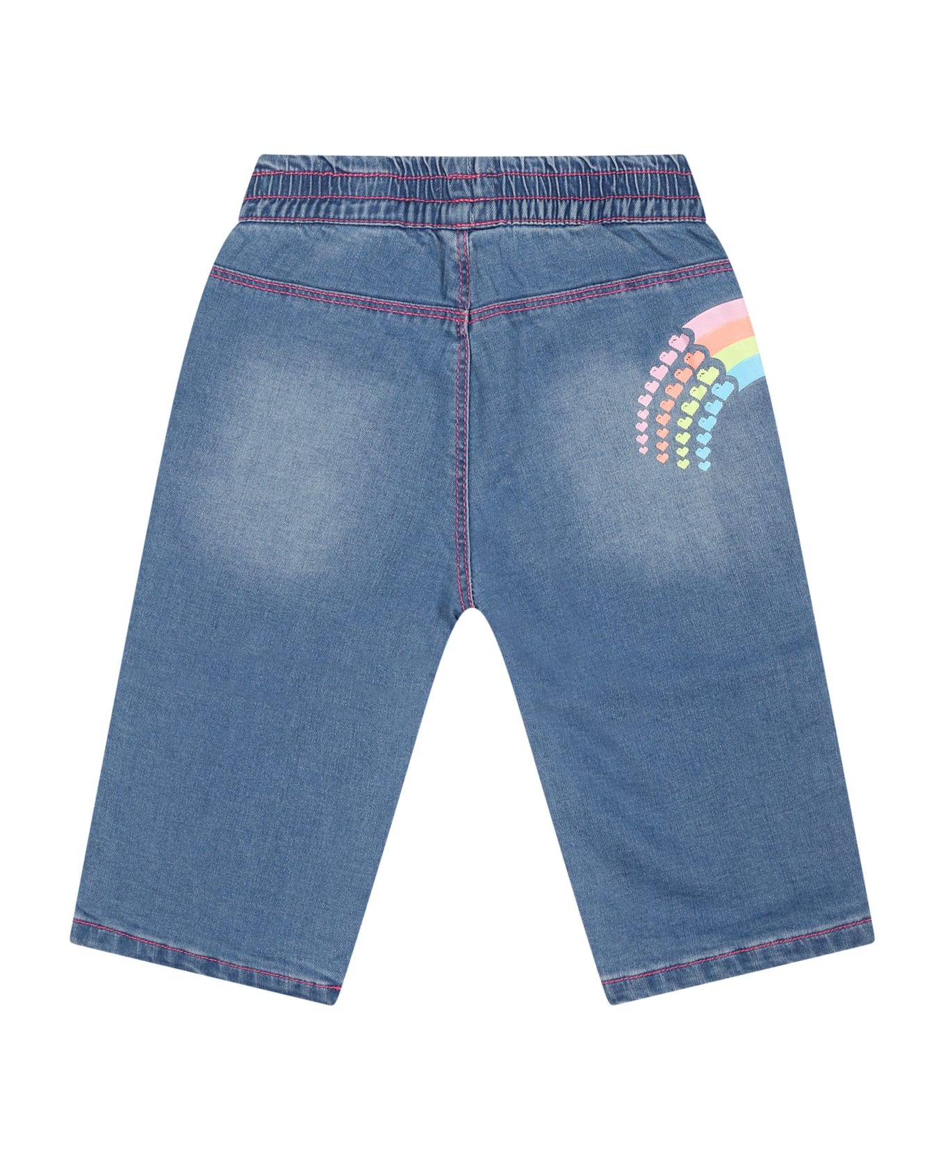 Billieblush Blue Jeans For Baby Girl With Print - Denim ボトムス