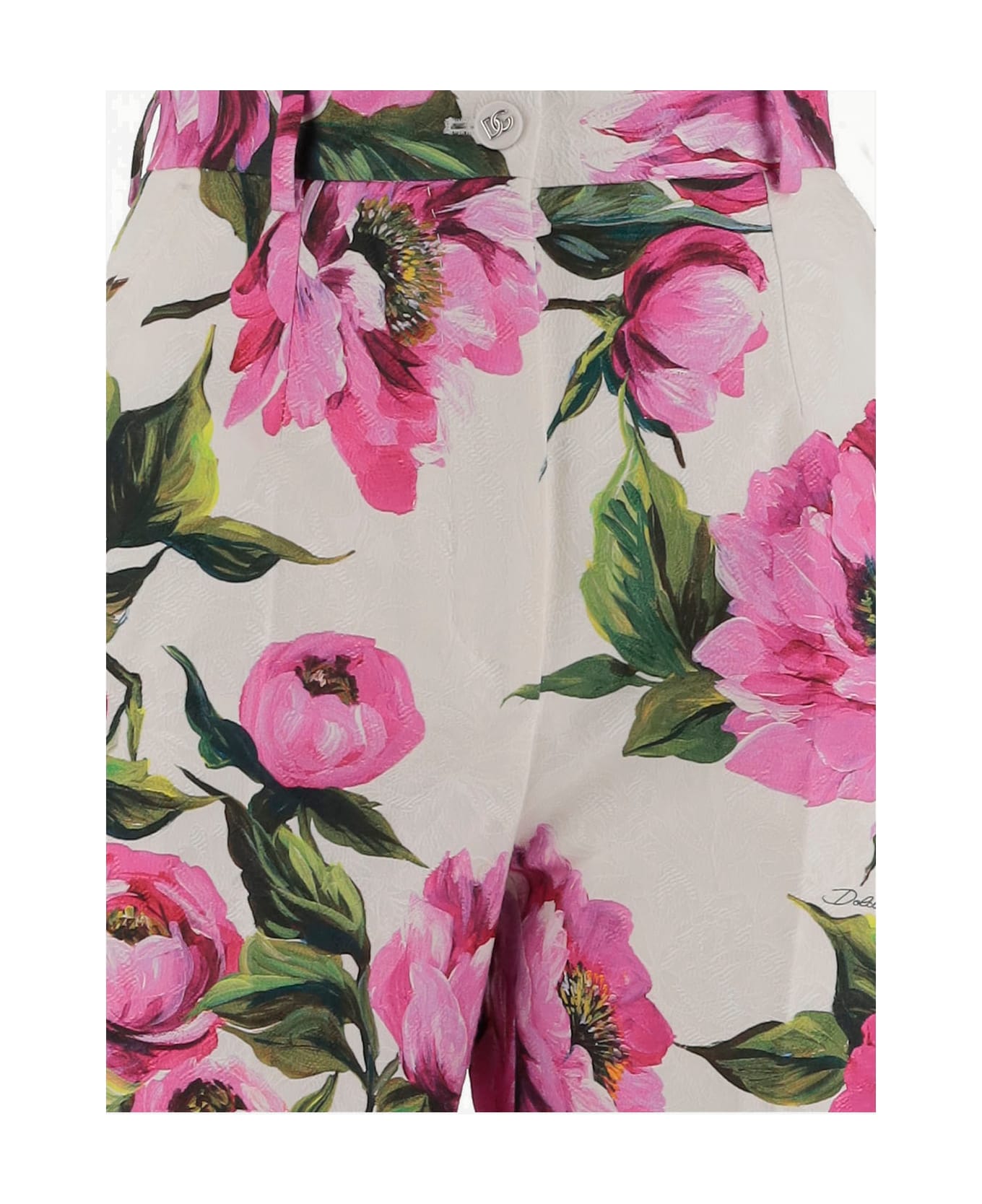Dolce 
Gabbana Peony Print Stretch Cotton Pants - Red