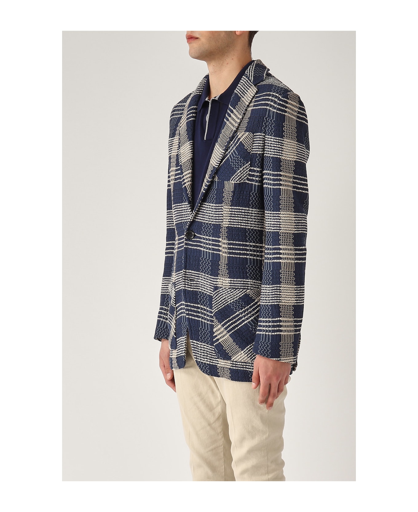 Etro Knitted Jacket Half-lined Jacket - MADRAS NAVY