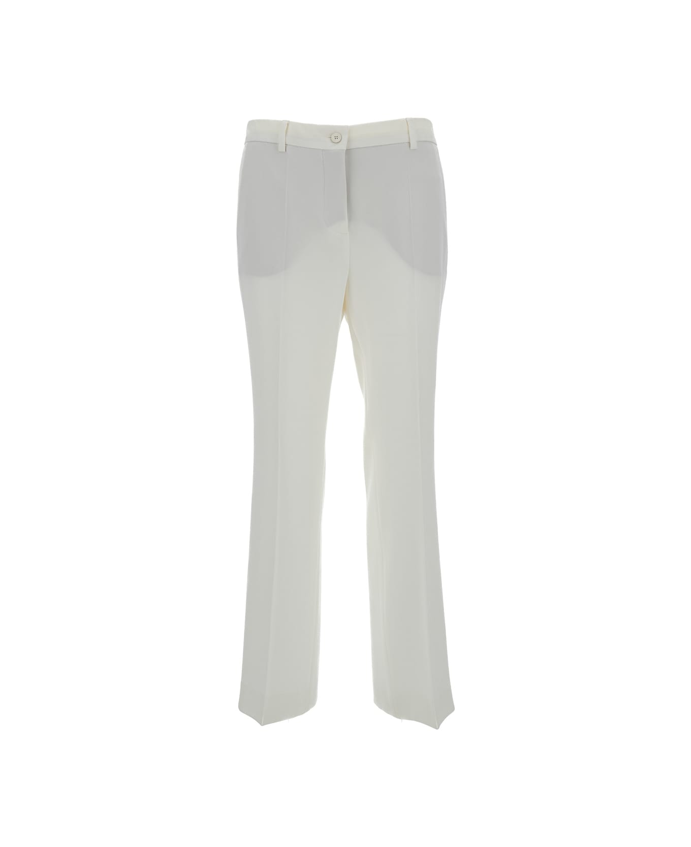Alberto Biani White Low Waist Flared Trousers In Technical Fabric Woman - White