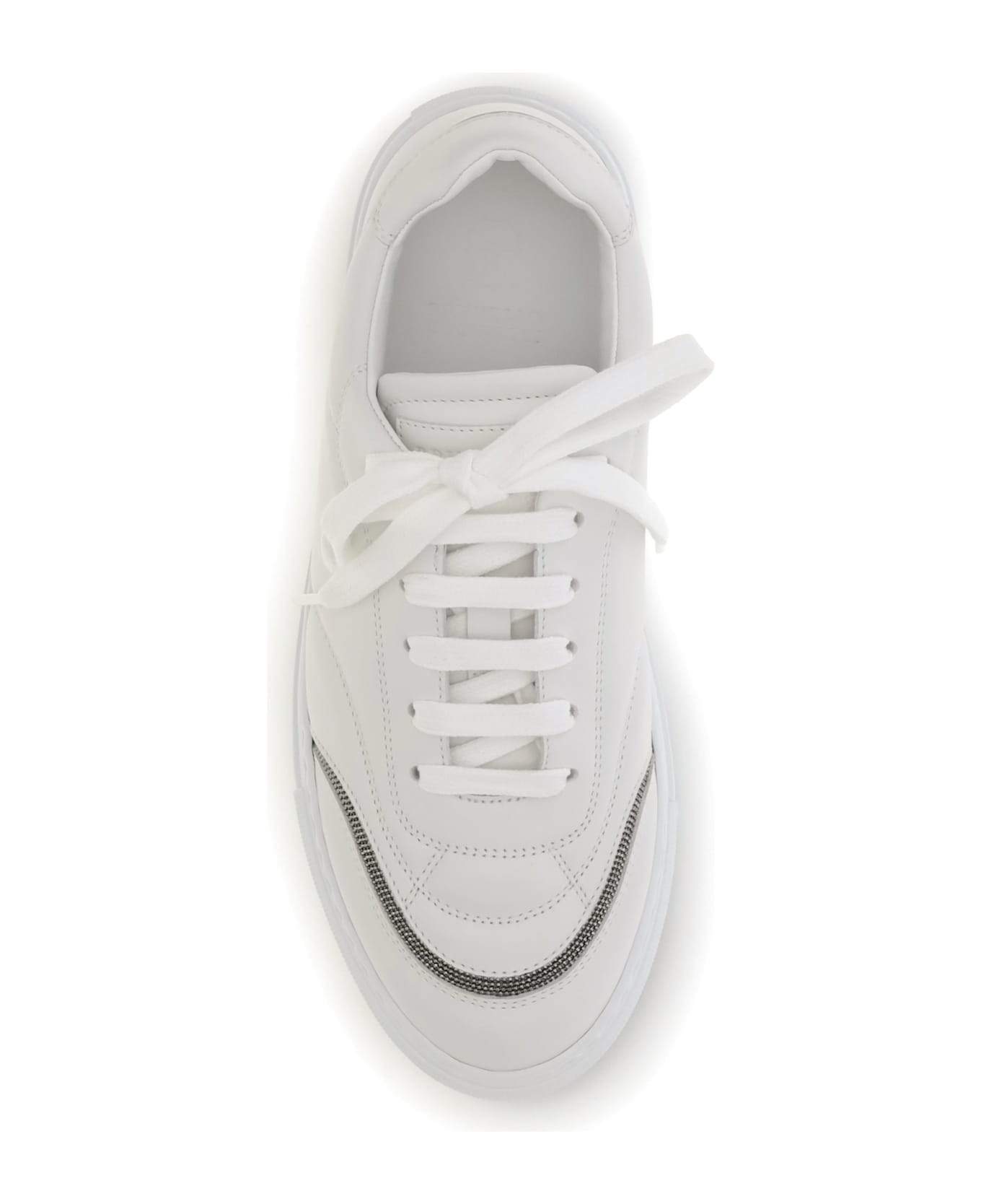 Brunello Cucinelli Leather Sneakers With Shiny Details