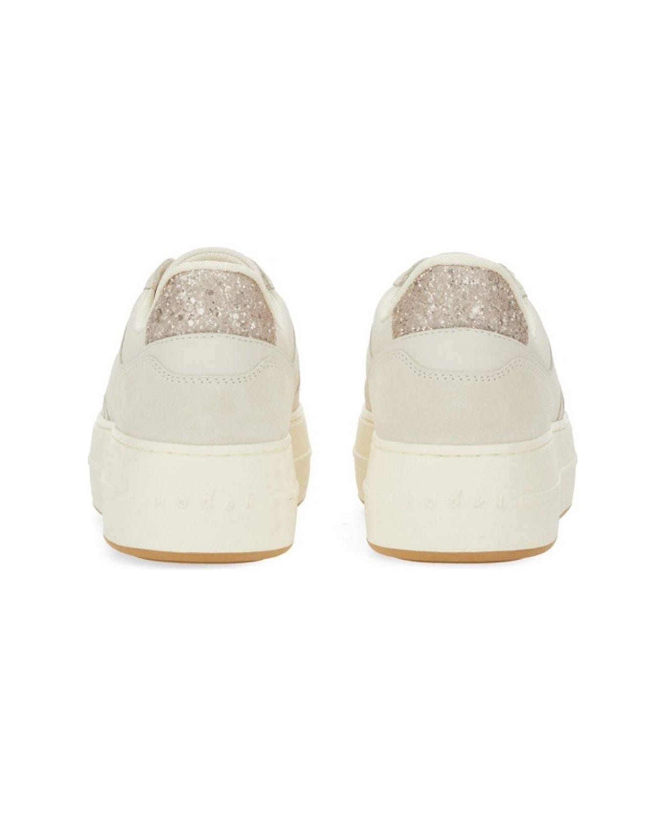 Hogan H670 Glittered Lace-up Sneakers - NEUTRALS