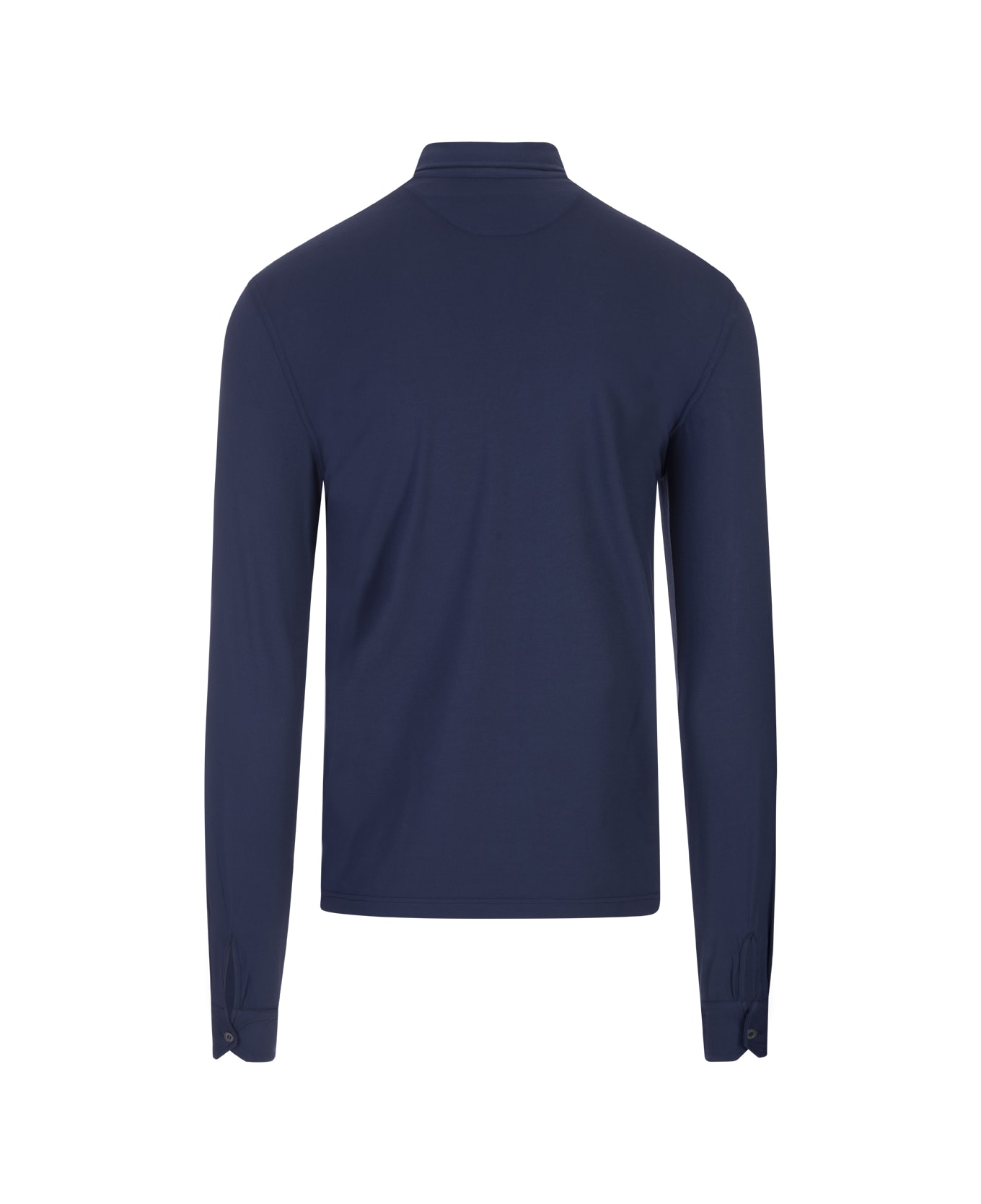 Fedeli Dark Blue Long Sleeve Polo Shirt - Blue