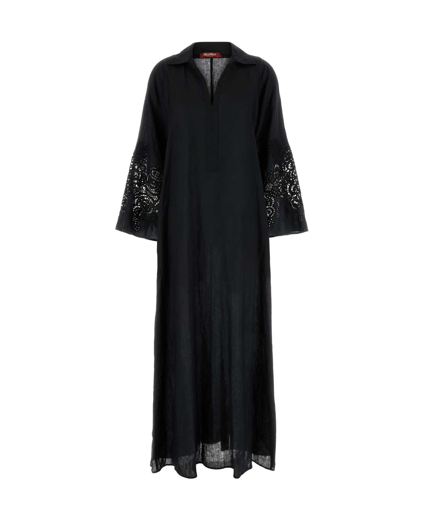 Max Mara Studio Black Linen Strano Dress - NERO