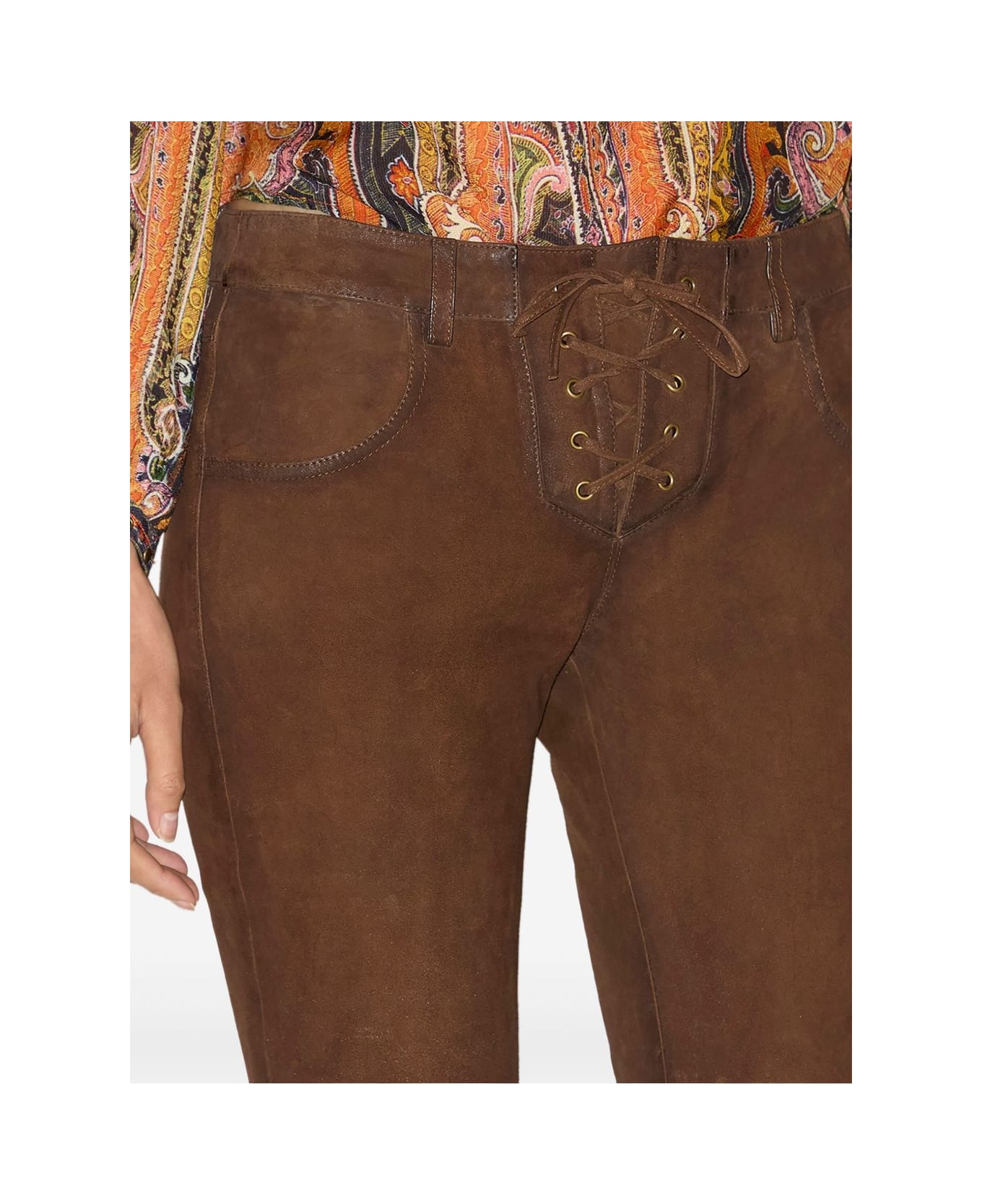 Isabel Marant Vanel Suede Leather Trousers - Brown