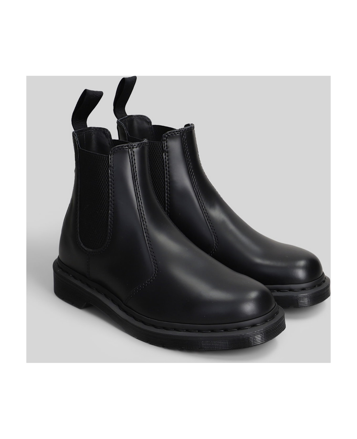 Dr. Martens 2976 Mono Combat Boots In Black Leather - black