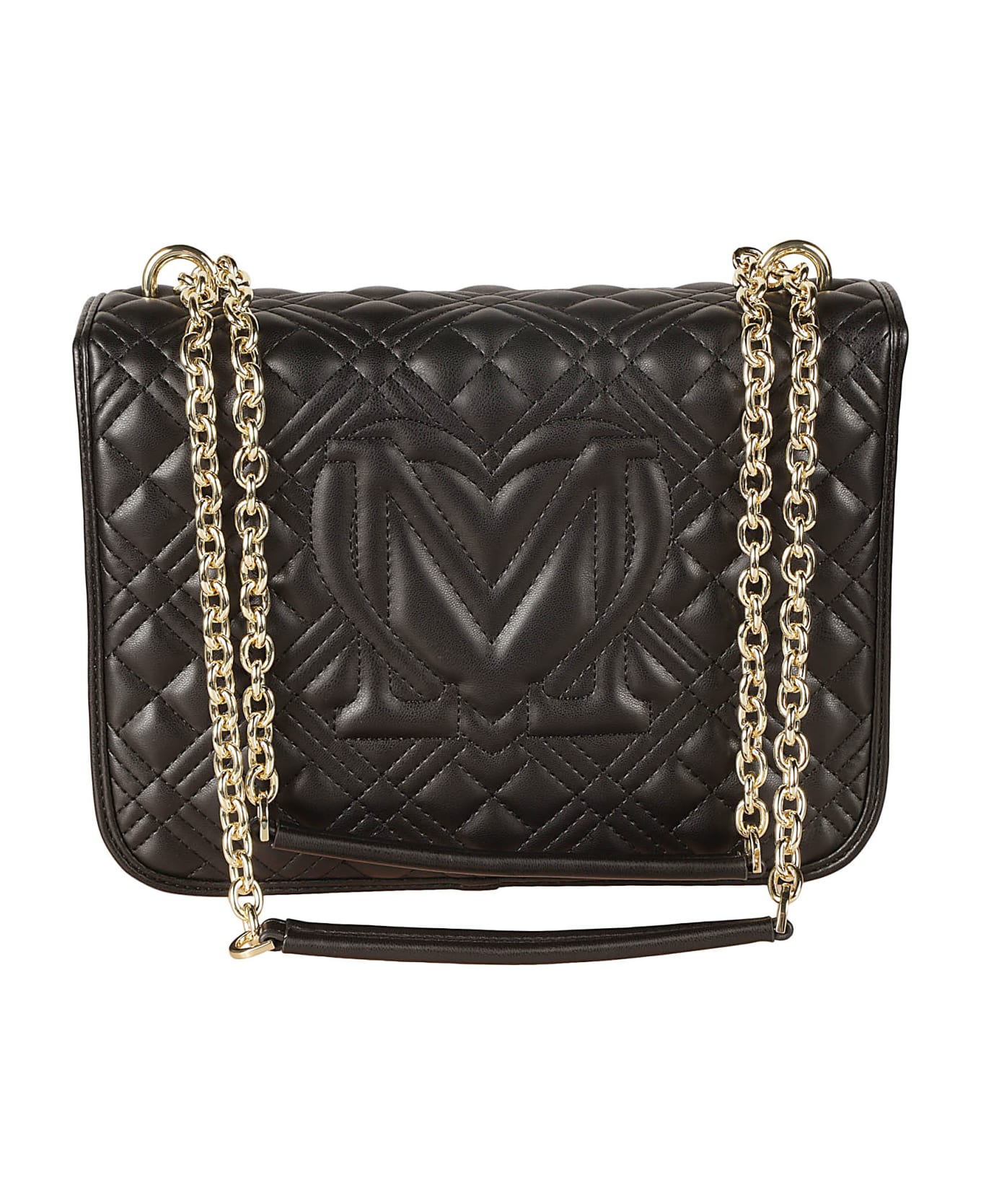 Love Moschino Logo Embossed Quilted Chain Shoulder Bag - Black ショルダーバッグ