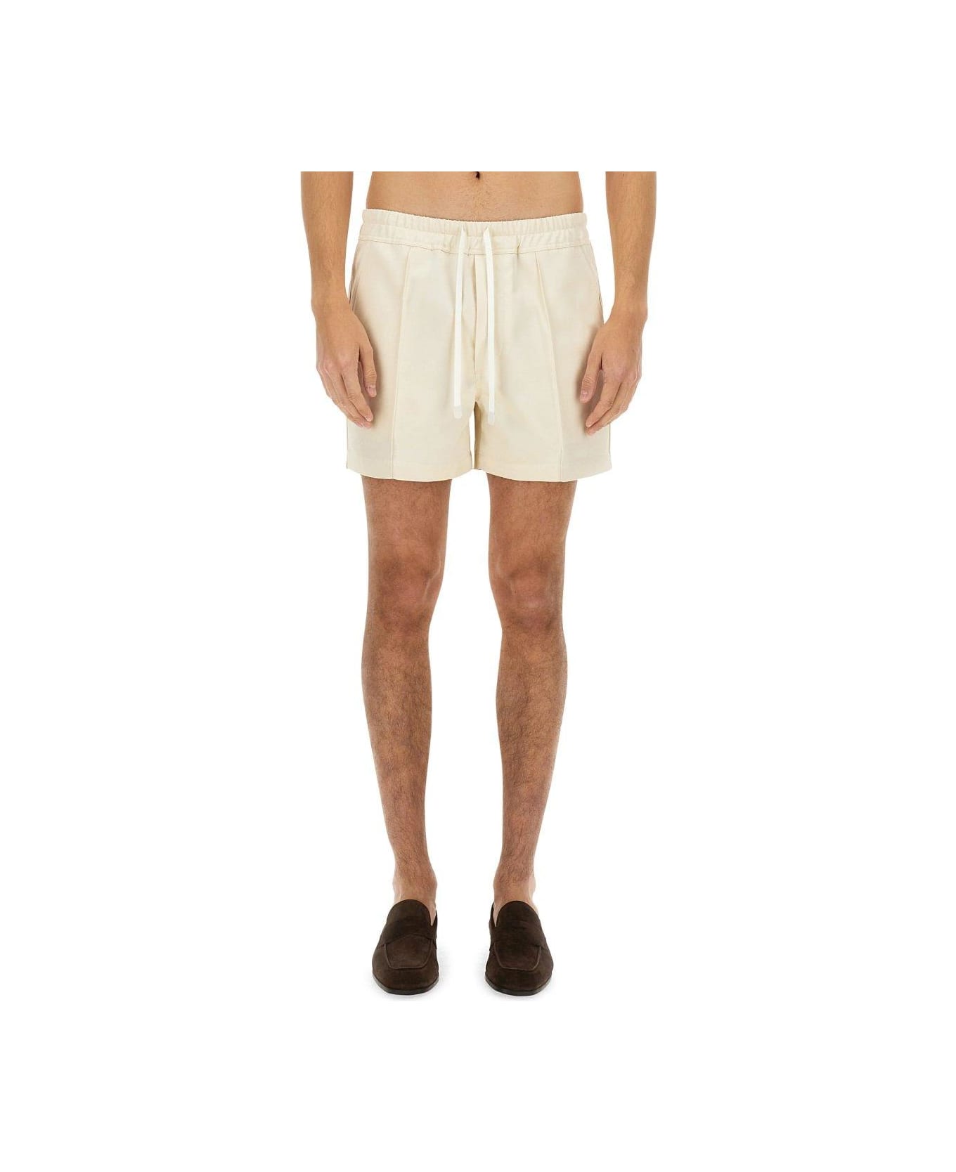 Tom Ford Ivory Satin Bermuda Shorts - CHAMPAGNEWHITE