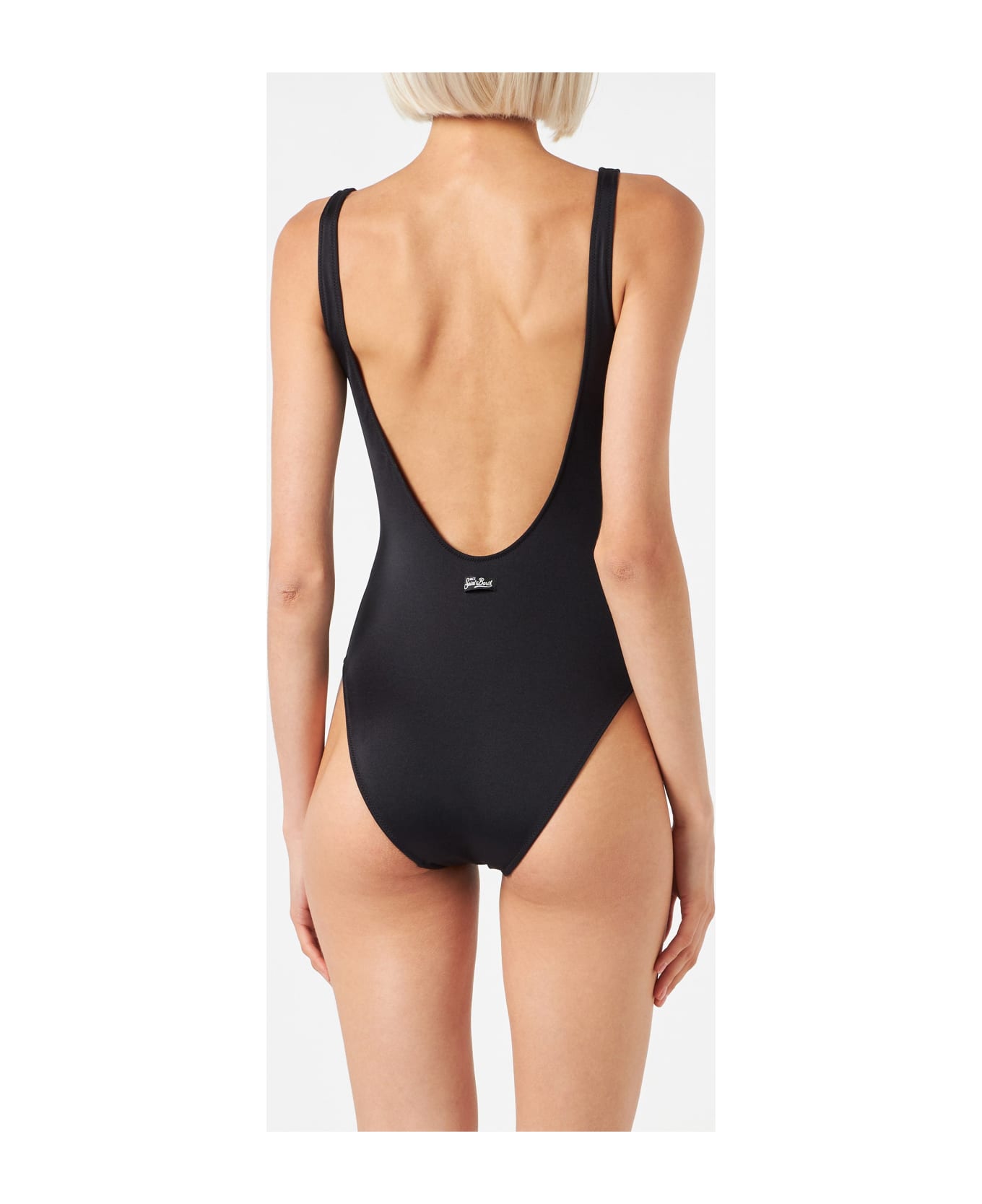 MC2 Saint Barth Woman One Piece Swimsuit With Team Bride Embroidery - BLACK