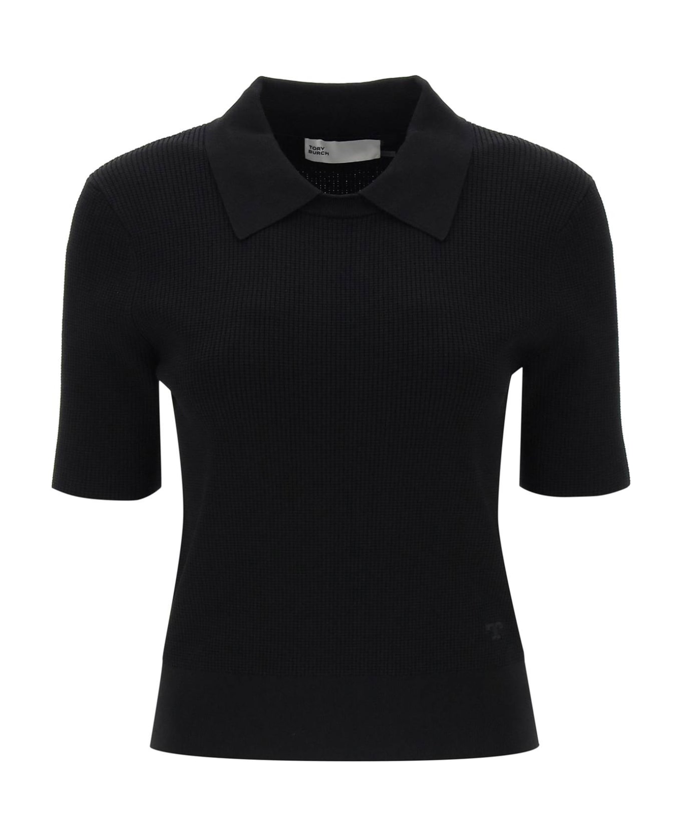 Tory Burch Knitted Polo Shirt - BLACK (Black)