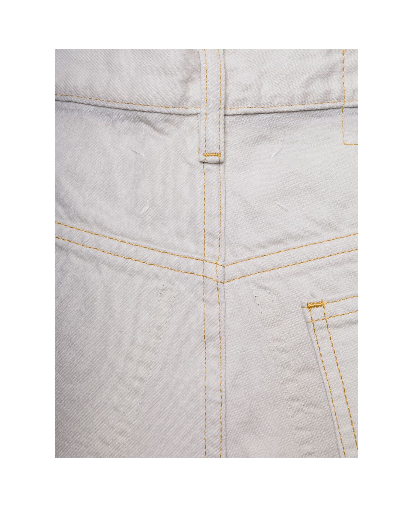 Maison Margiela White 5-pocket Style Straight Jeans With Contrasting Stitching In Cotton Denim Woman - White