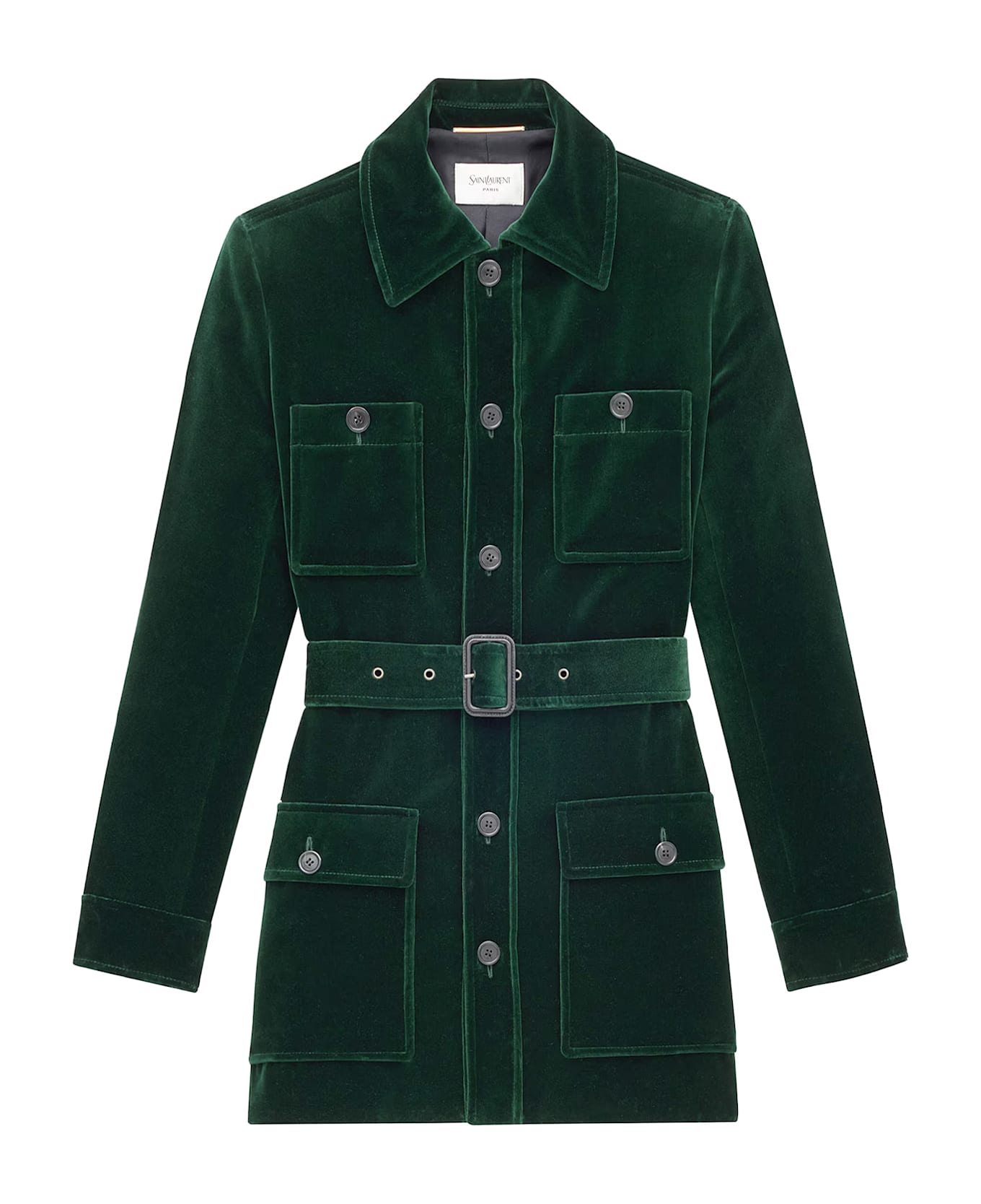 Saint Laurent Sahariana Velvet Blazer - EMERAUDE