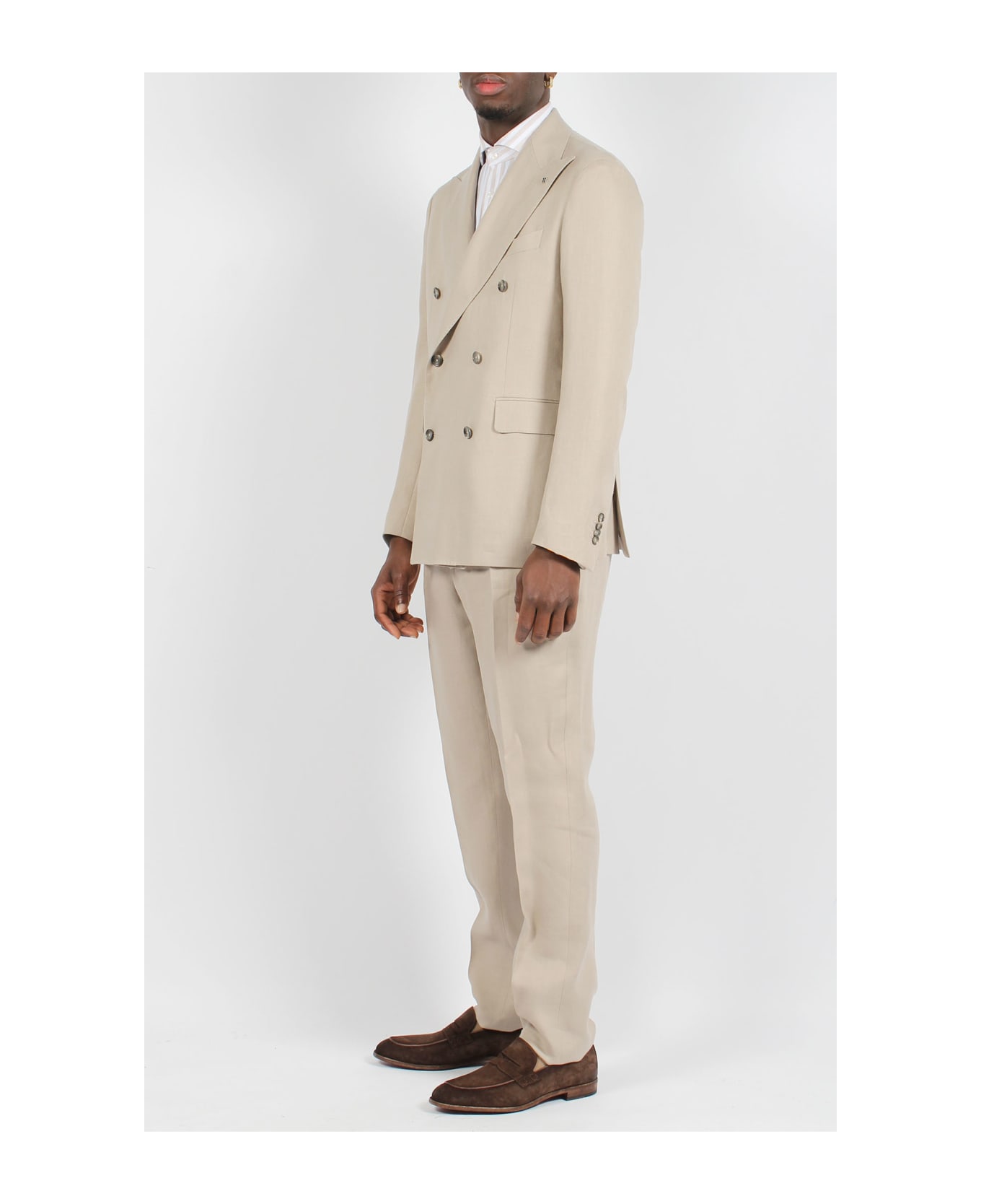 Tagliatore Linen Double-breasted Tailored Suit - Nude & Neutrals