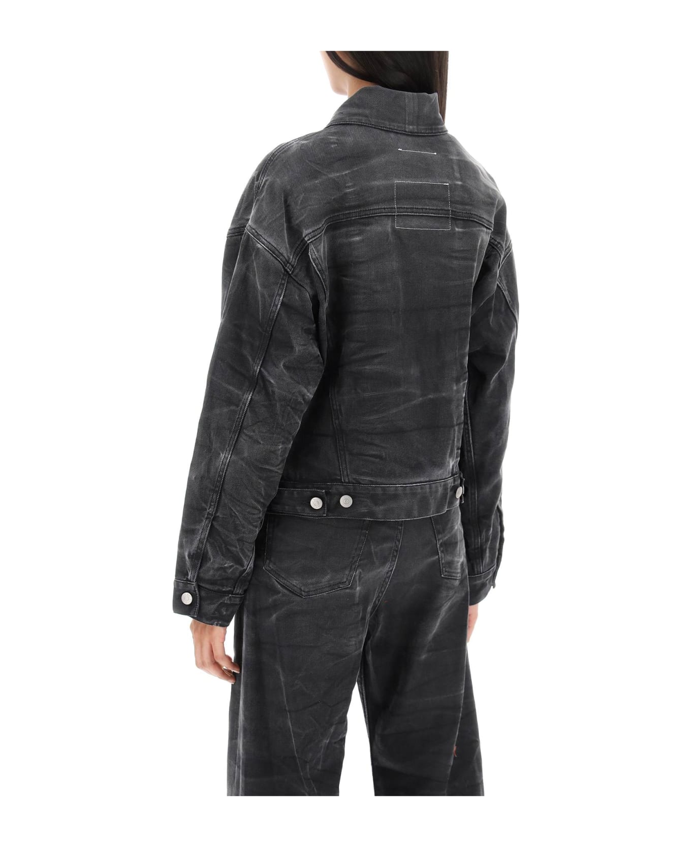 MM6 Maison Margiela Crinkle-effect Denim Jacket - BLACK (Grey)