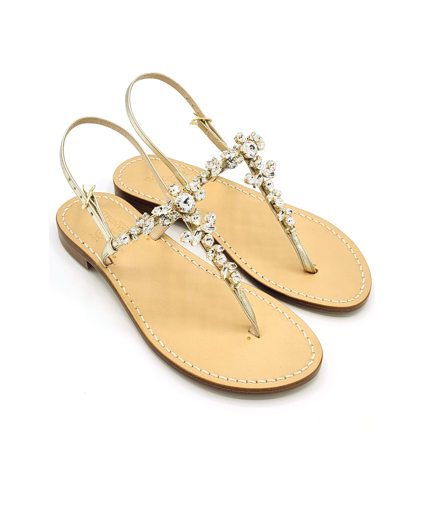Dea Sandals Scopolo Jewel Thong Sandals - gold, crystal
