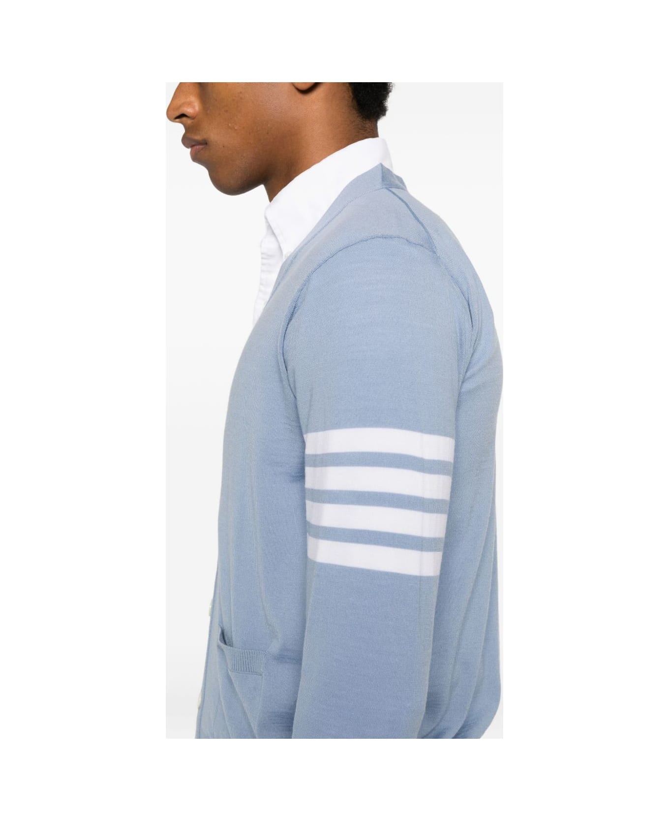 Thom Browne Wool Cardigan - Clear Blue