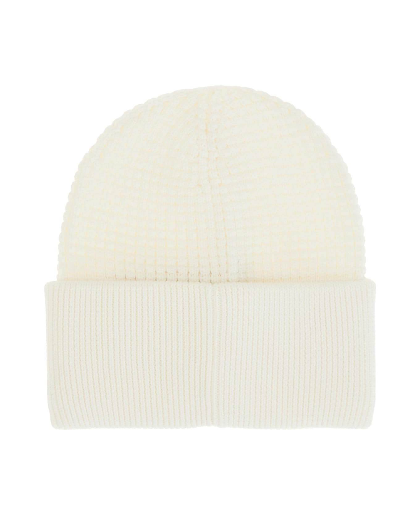 Moncler Ivory Cotton Beanie Hat - WHITE
