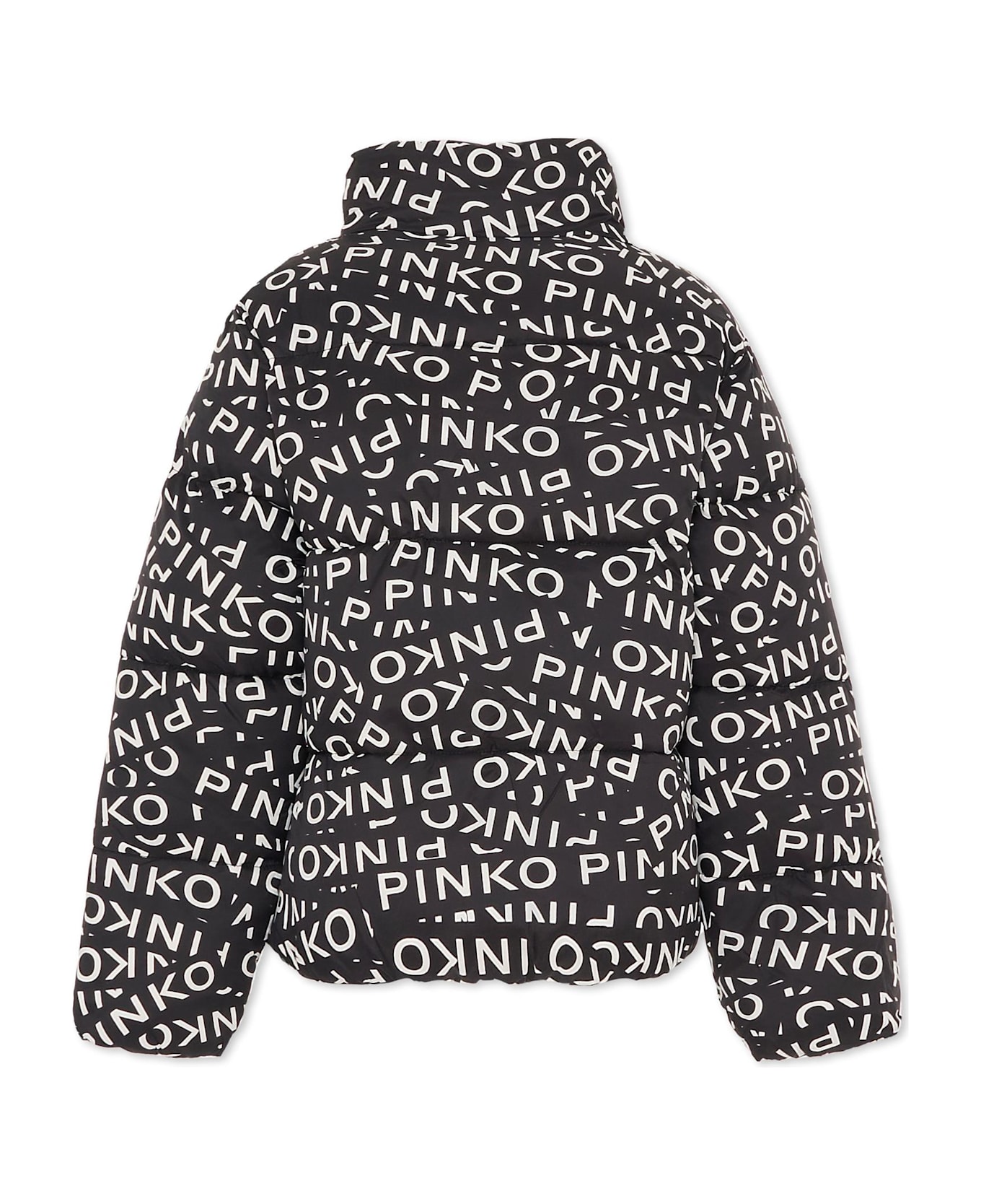 Pinko Black Down Jacket For Girl With Logo - Black