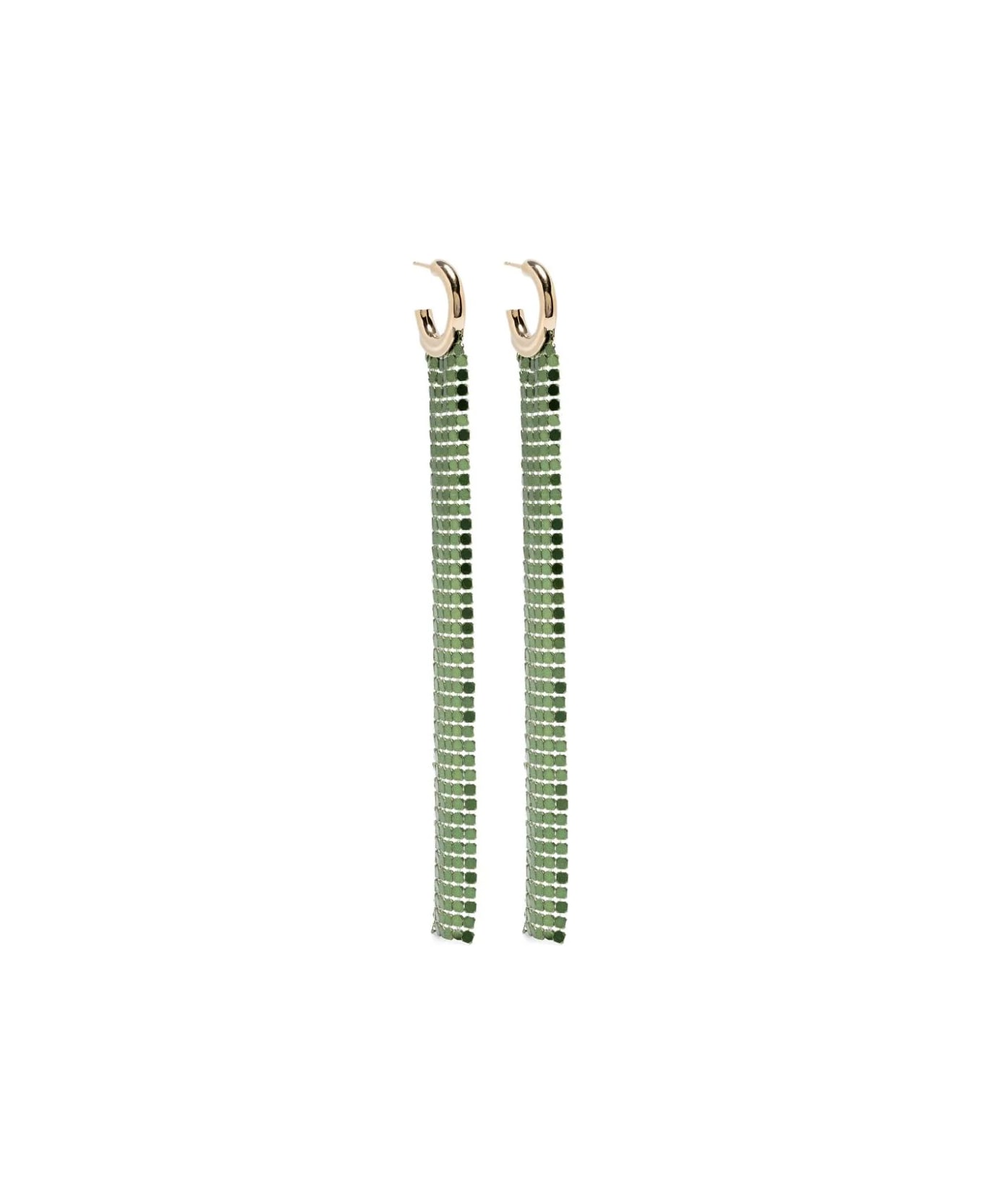 Paco Rabanne Rectangular Drop Earrings In Green Mesh - Green
